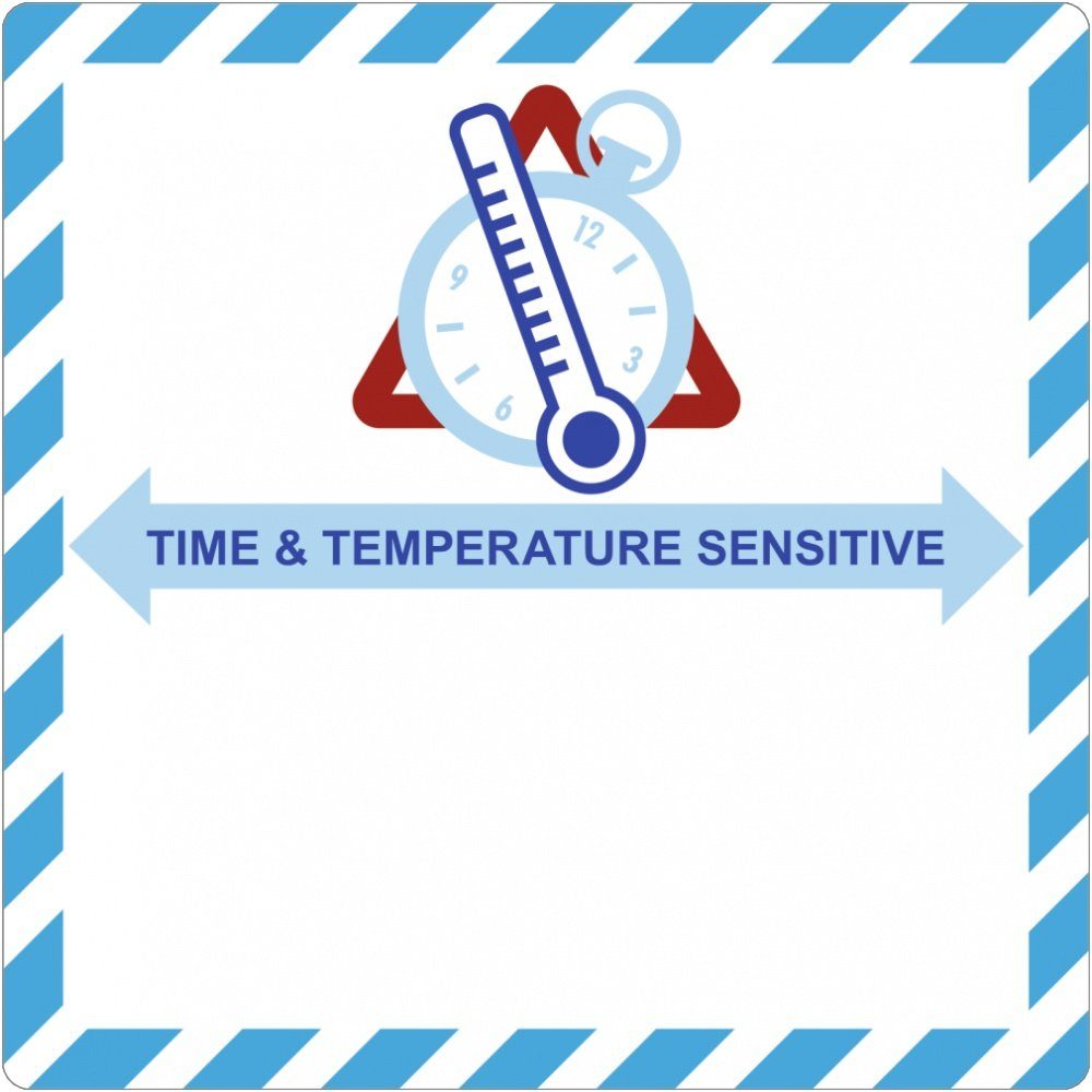 Hinweisschild Time & Temperature Sensitive, Kombischild, IATA