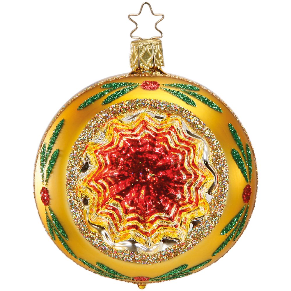 INGE-GLAS® Weihnachtsbaumkugel funkelnder Reflex, Ø8cm gold glanz (1 St), mundgeblasen, handbemalt