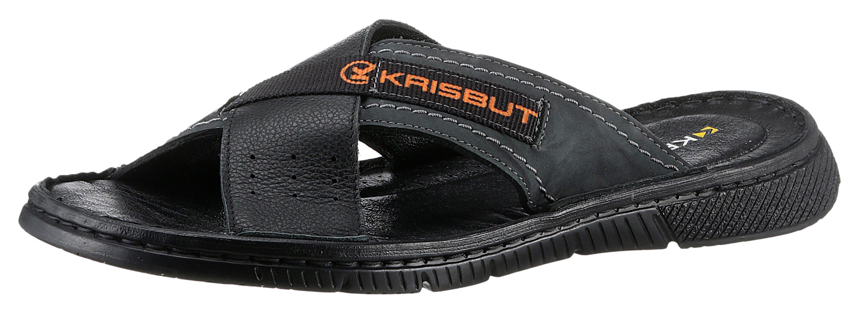 KRISBUT Pantolette, Sommerschuh, Schlappen, Poolslides, mit farbigem Logoschriftzug