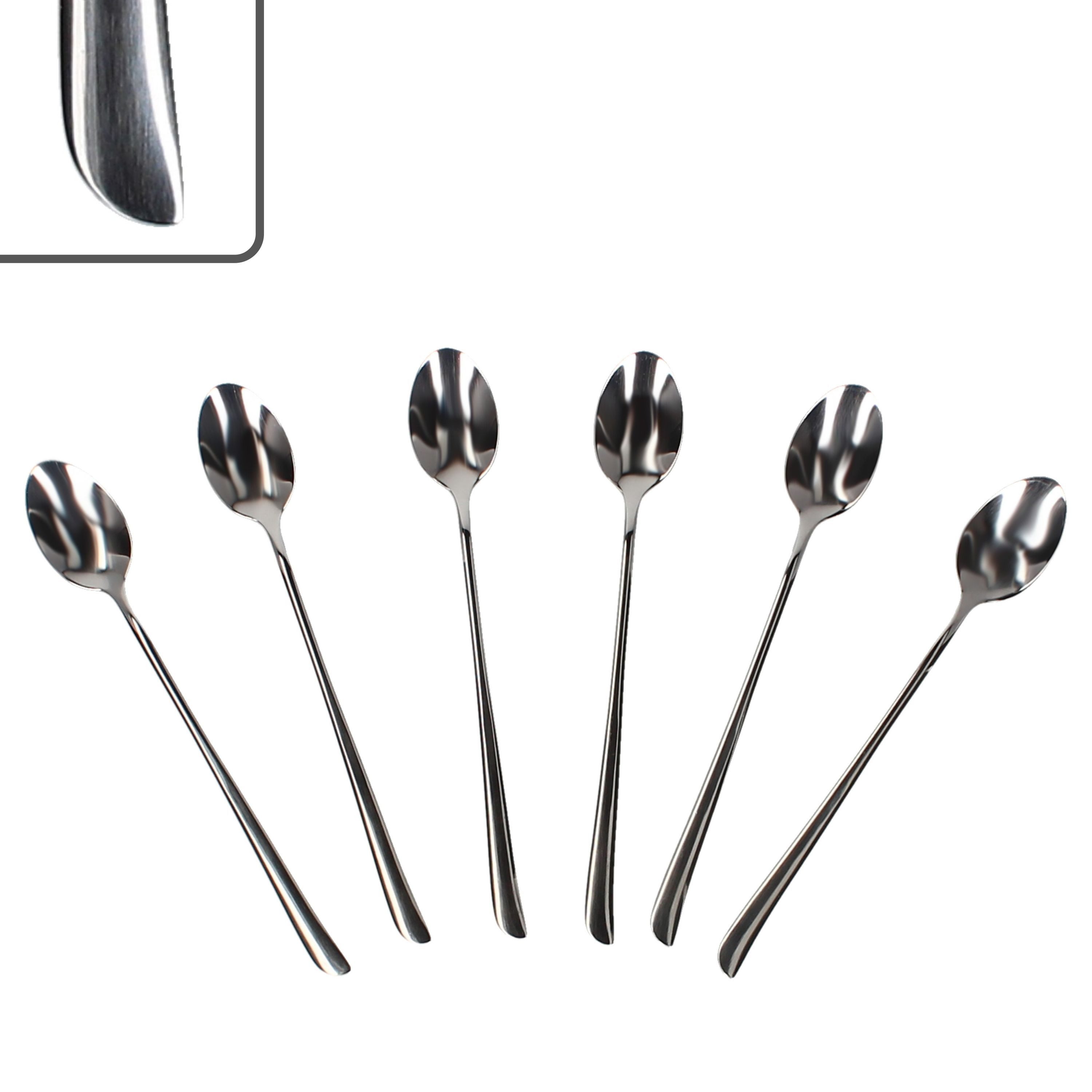 Justinus Besteck-Set 6er Set Twist lange Latte Macchiato Löffel 6 Pers Longdrink Eis, Edelstahl