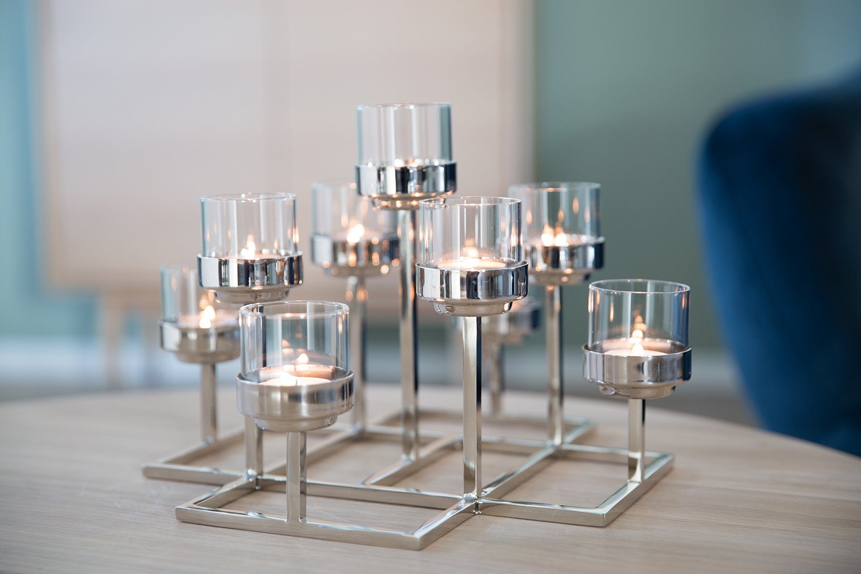 Fink Kerzenhalter CLAVIO, Weihnachtsdeko (1 St), aus Edelstahl und Glas,  9-flammig | Windlichter