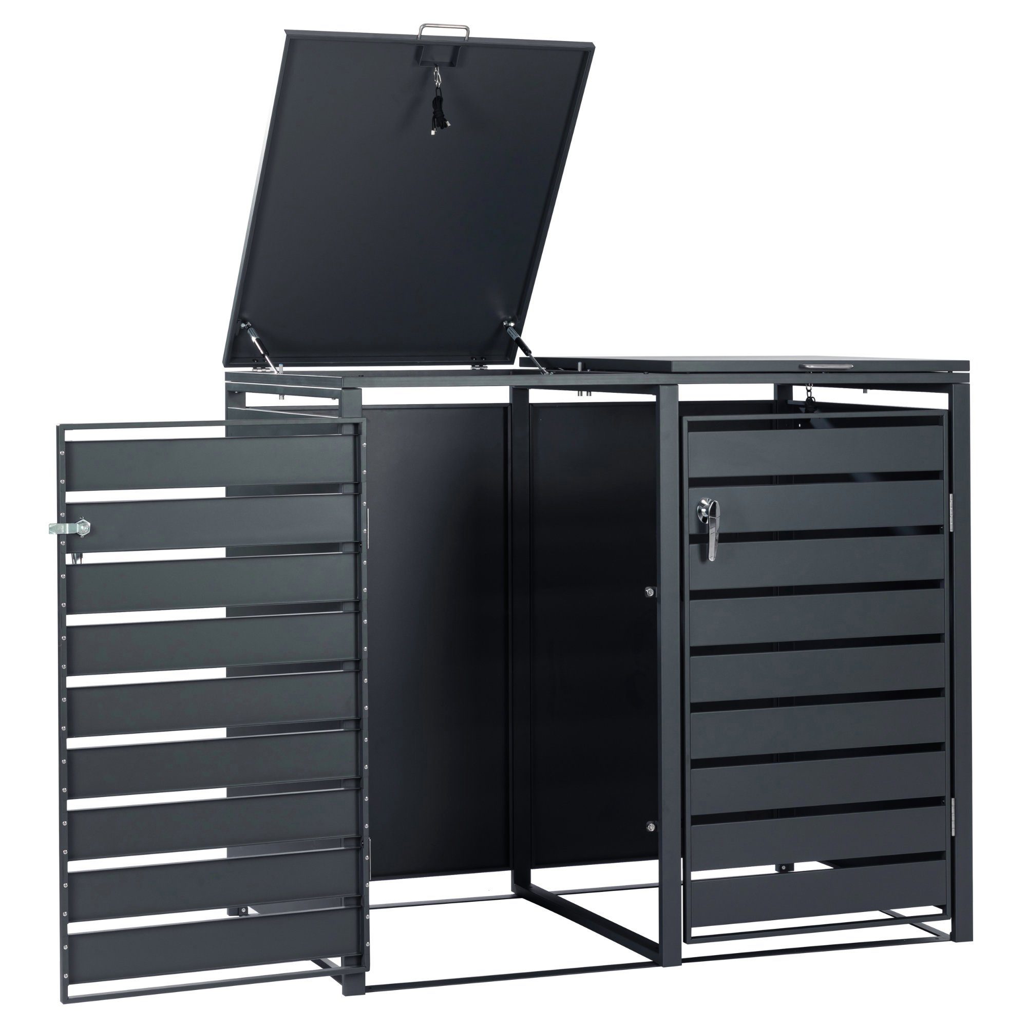 Zelsius Mülltonnenbox Set für vier Mülltonnen, Anthrazit RAL 7016