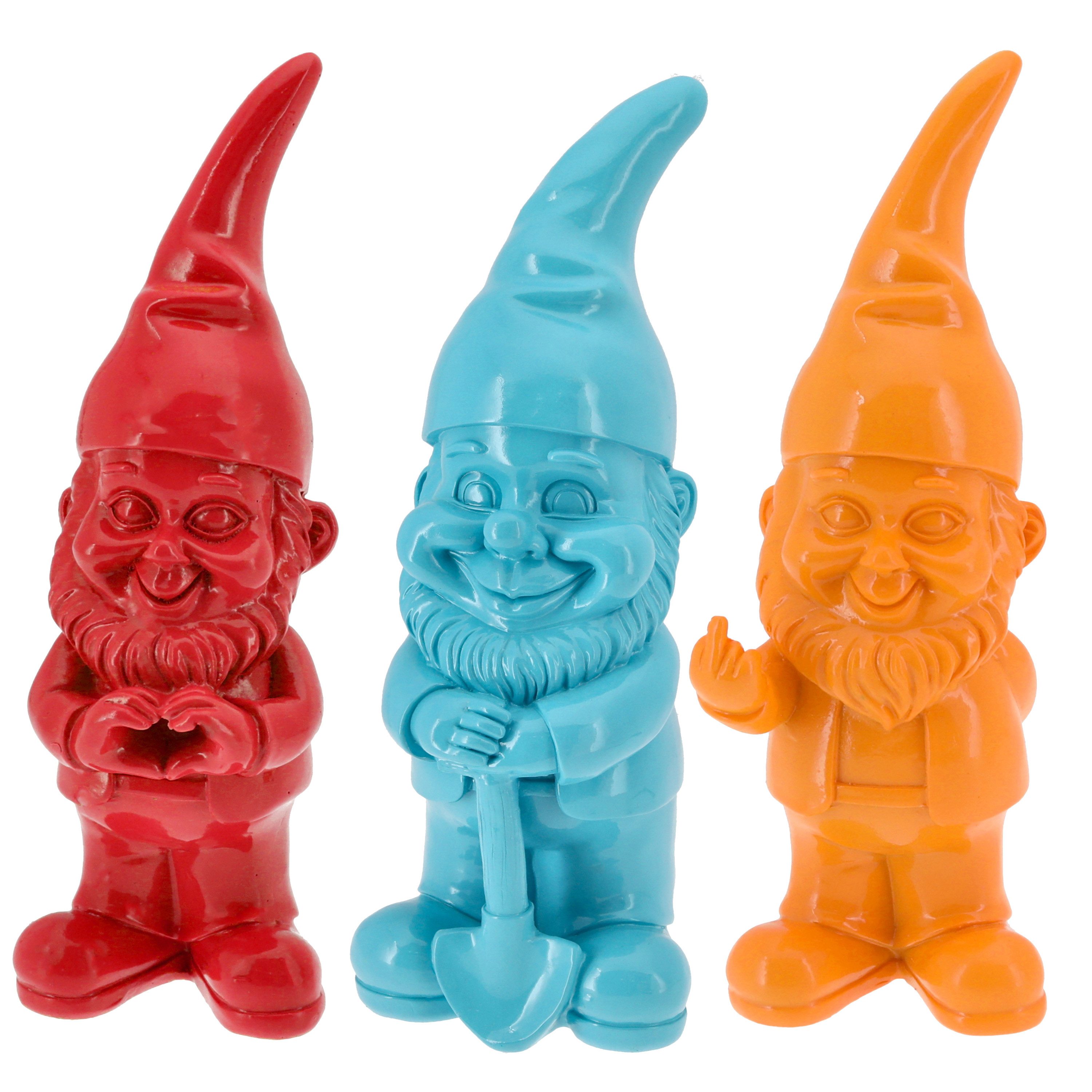 CEPEWA Gartenzwerg XXL Gartenzwerg 3er Set Polyresin rot türkis orange 20x60x16cm Figur