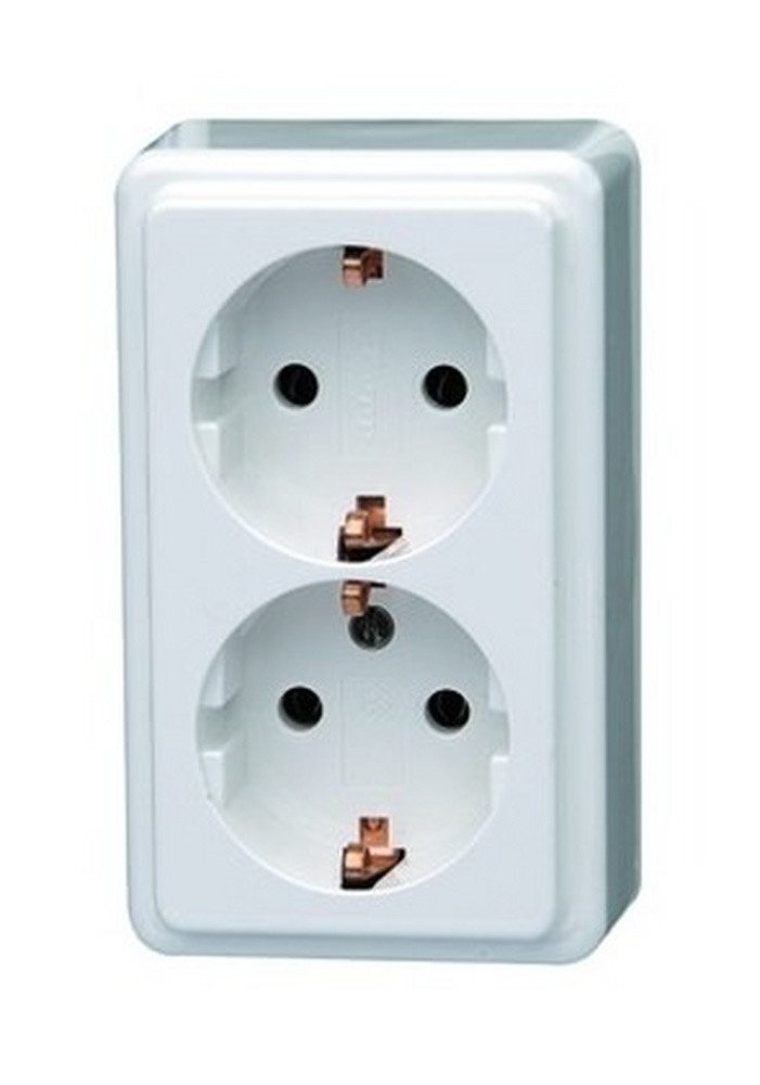 Kopp Aufputz-Steckdose, 2fach arktisweiß matt Aufputz horizontal/vertikal IP20, 16 A, 250 V