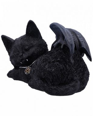 Horror-Shop Dekofigur Schlafende schwarze Katze mit Vampirflügel 18cm al