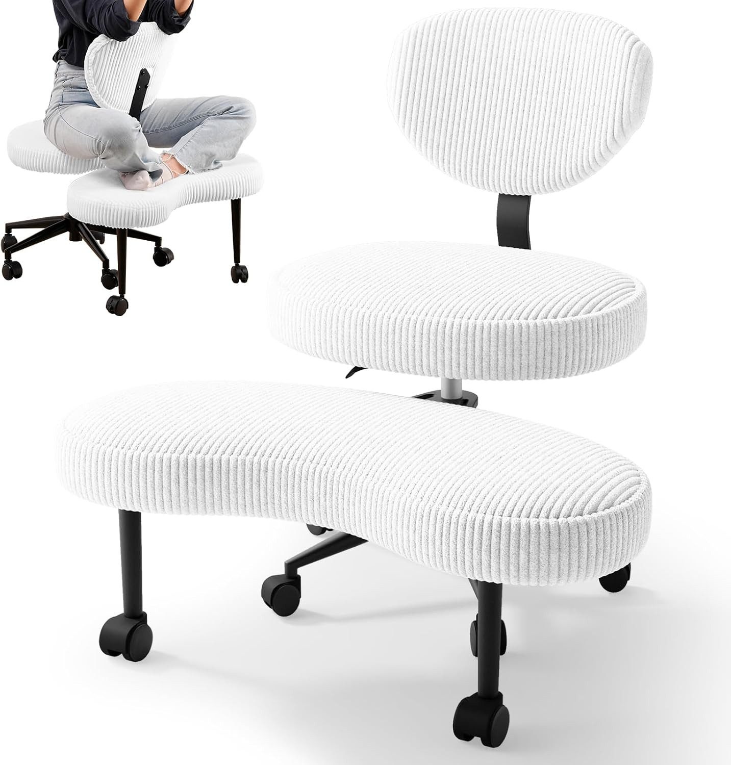 Patbrela Bürostuhl mit Kreuzbeinen,Ergonomischer Kniestuhlm,360° drehbar