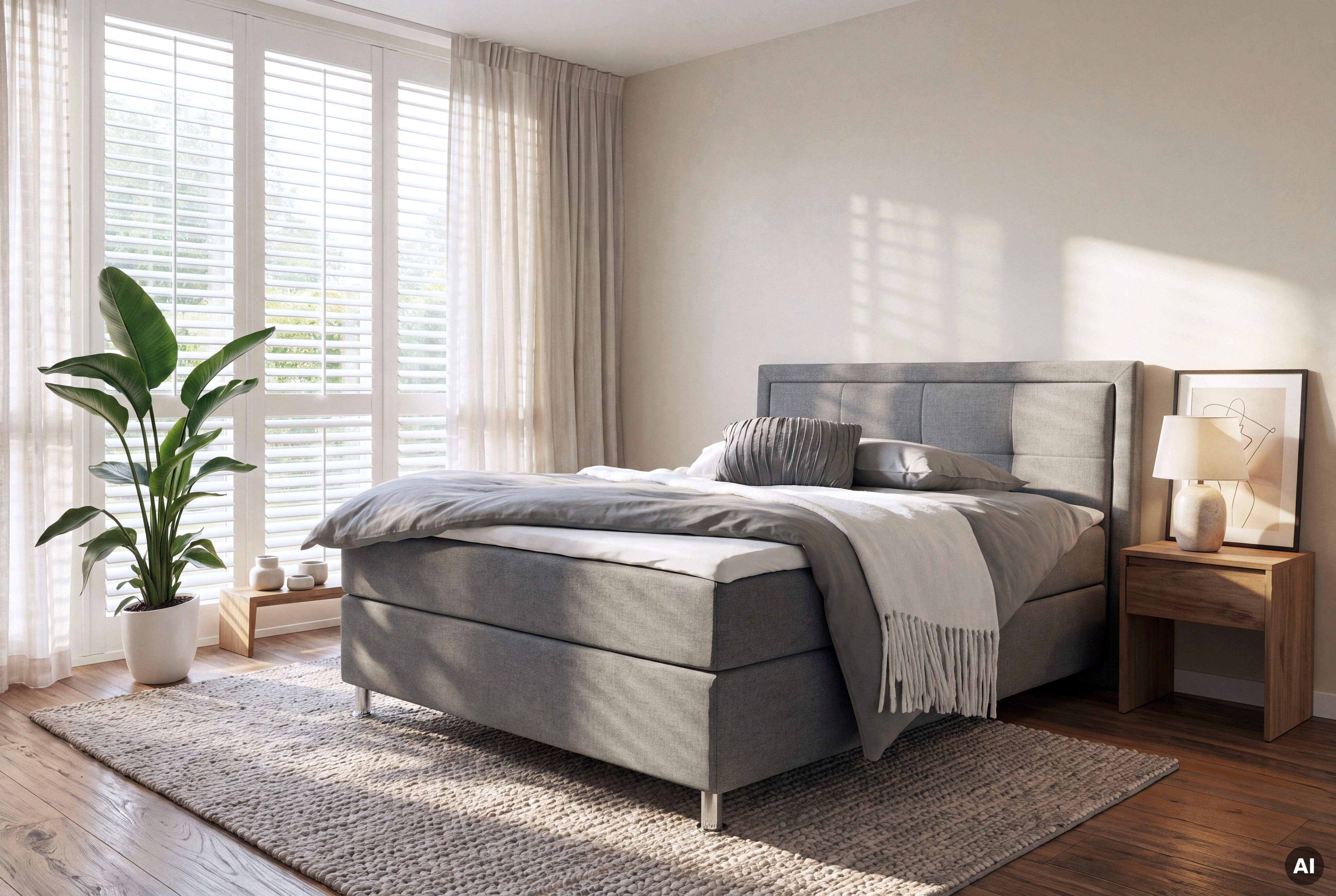 Home affaire Boxbett FERGUS, Polsterbett mit Bettkasten, inkl. Taschenfederkernmatratze H3, mit Topper, Strukturstoff-Bezug, 120x200 cm, …