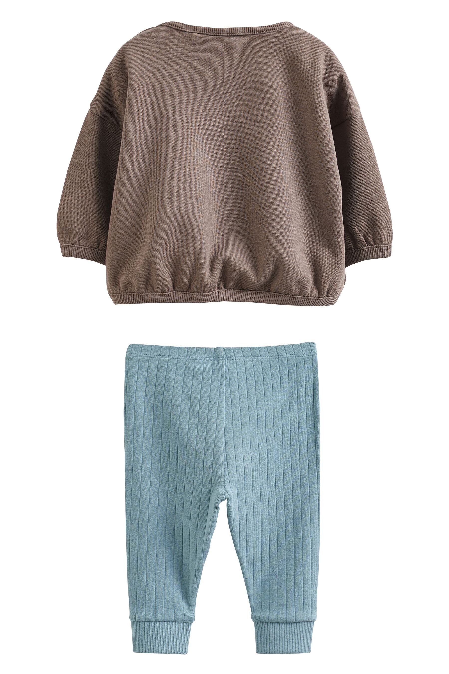 Brown Chocolate & Dinosaur Leggings Leggings (2-tlg) Baby-Set Next und Shirt mit Sweatshirt 2-teiliges