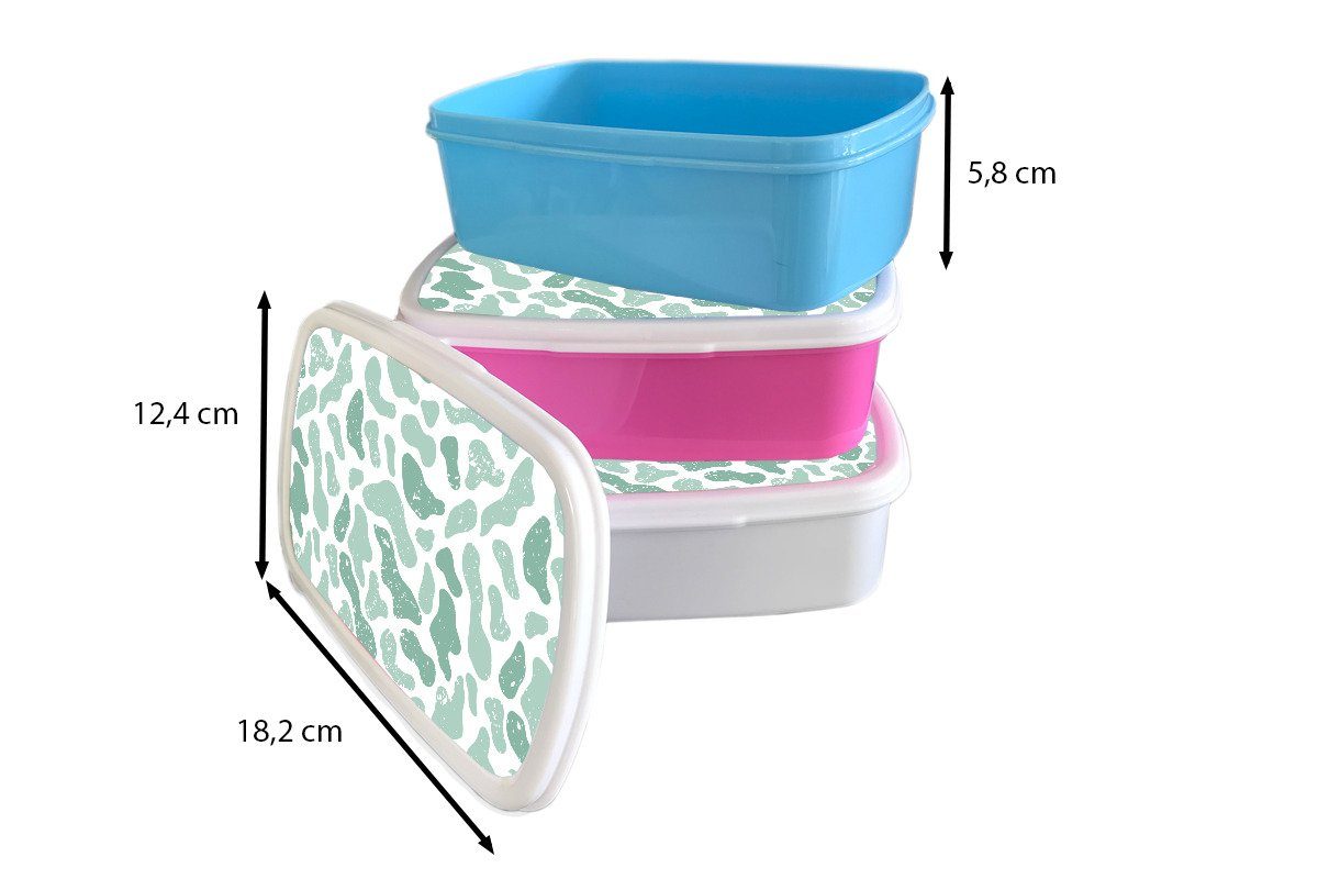 MuchoWow Lunchbox Brotbox und - Tiermuster, (2-tlg), Kunststoff, und Erwachsene, Brotdose, Mädchen für - Jungs für - Kinder Abstrakt Muster Grau weiß - Farbe