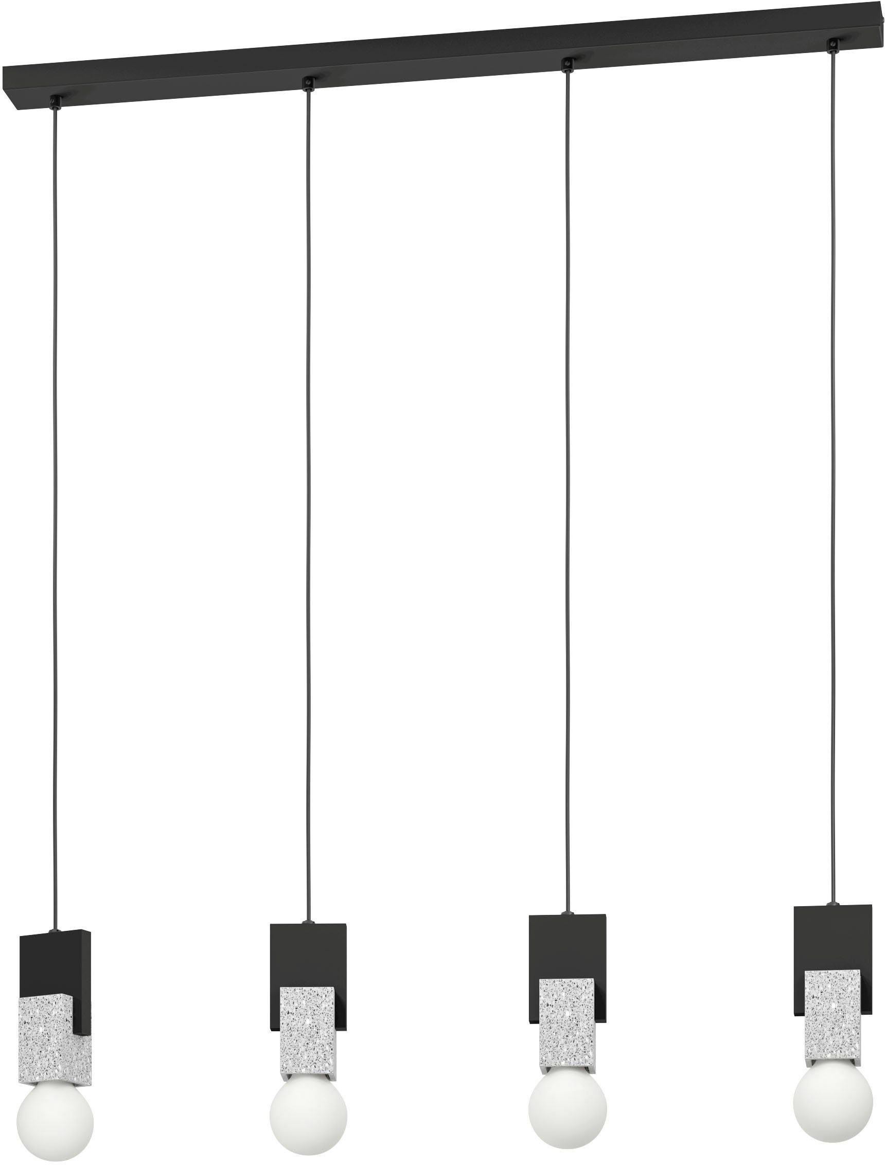 EGLO Hängeleuchte LOBATIA, Leuchtmittel wechselbar, ohne Leuchtmittel, Hängeleuchte in schwarz aus Stahl, Holz - exkl. E27 - 40W