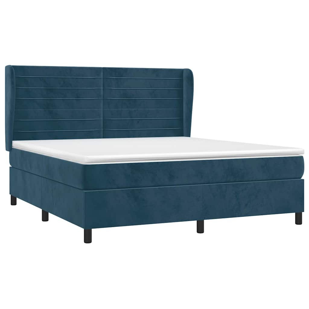 Bett Boxspringbett mit Matratze Dunkelblau 180x200 cm Samt