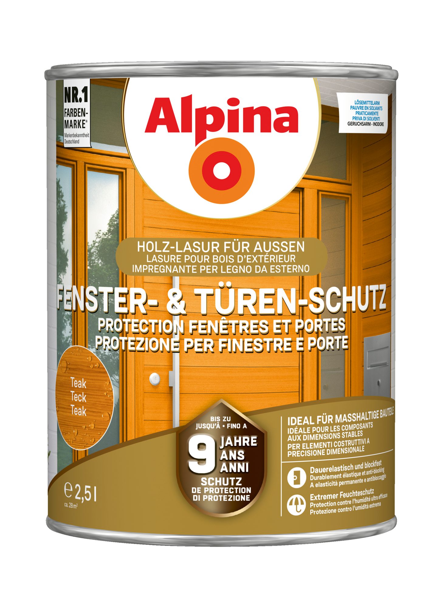 Alpina Lasur Fenster- und Türen-Schutz 2,5 Liter seidenmatt