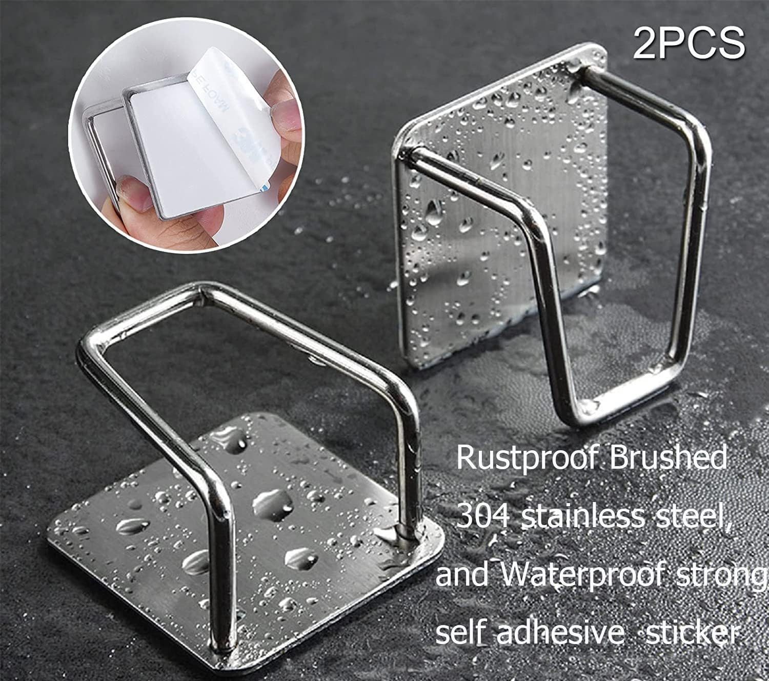 FELIXLEO Küchenorganizer-Set 2 Stücke Schwammhalter Spülbecken Edelstahl Selbstklebend Silber – Bild 3 von 5