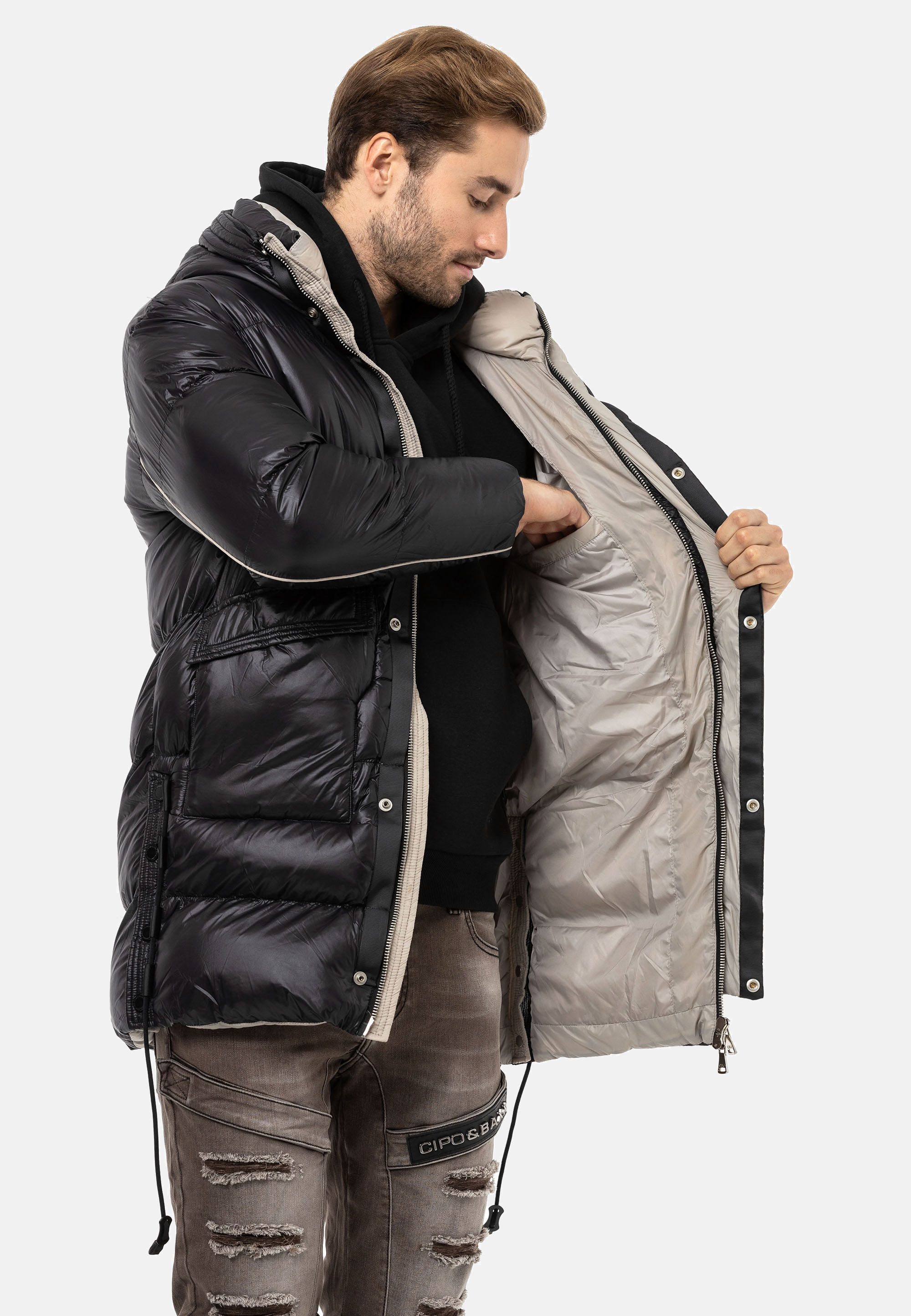 Cipo & Baxx Winterjacke Jacke mit seitlichen Schlitzen