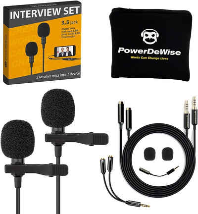 PowerDeWise Mikrofon Professionelles Lavalier-Ansteckmikrofon-Set der Güteklasse (1-tlg), für Dual Interview
