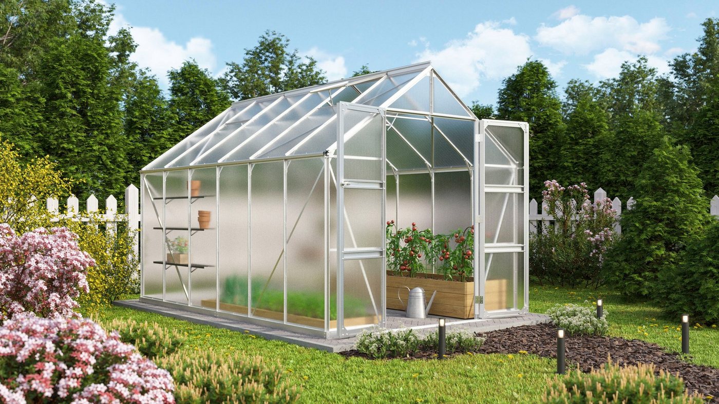 Thumbnail - Vitavia Gewächshaus Domus 9900, BxTxH: 257 x 387 x 253,9 cm, 6 mm Wandstärke, mit Doppelschwingtüren und bodentiefer Tür...