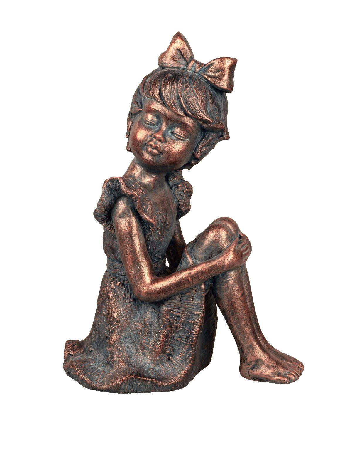 dekotrend.gallery Dekofigur Deko Mädchen sitzend Frau Dame Garten Figur Skulptur Statue Objekt, Kind Lady Retro Dekoskulptur Dekoobjekt aus Magnesia