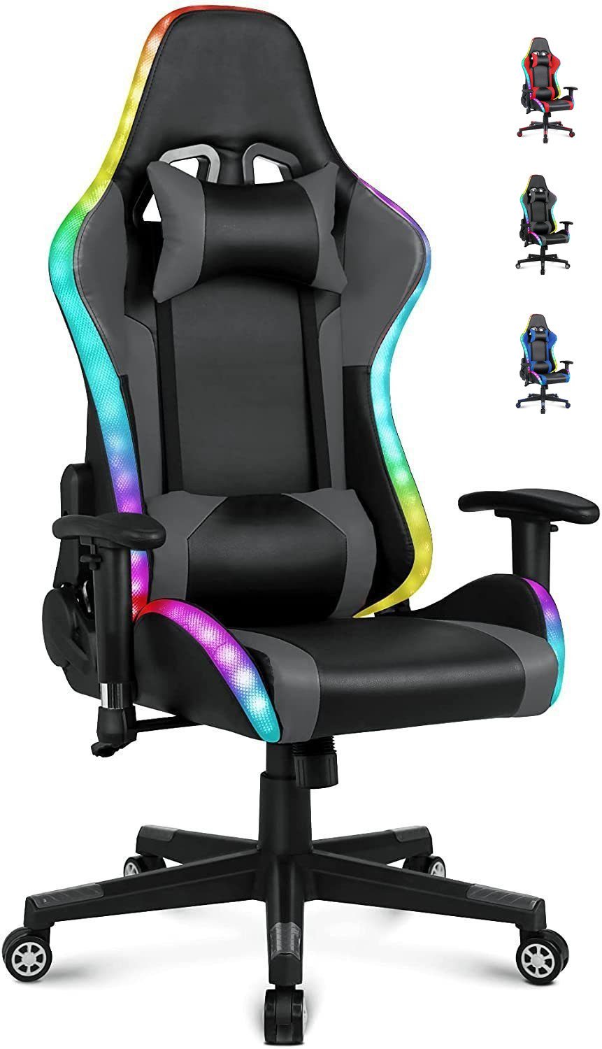 HomeMiYN Gaming Chair Gaming Stuhl Lautsprechern LED-Leuchten ergonomischer günstig online kaufen