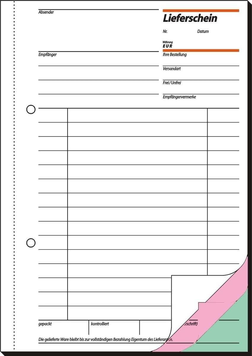 Formularblock Formularbuch Lieferschein A5 VE=3x50 Blatt