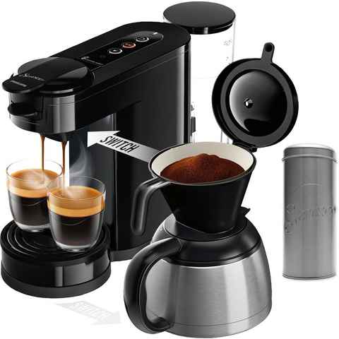 Philips Senseo Kaffeepadmaschine Switch HD6592/64, 26% recyceltem Plastik, Kaffee Boost Technologie, 1l Kaffeekanne, Crema Plus, inkl. Kaffeepaddose Wert €9,90 UVP