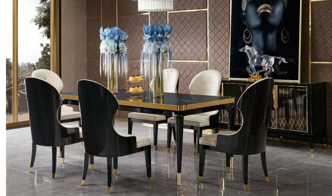 Esszimmerstuhl Komplette Esszimmer Garnitur Tisch 6x Lehnstuhl Stühle Luxus Essgruppe