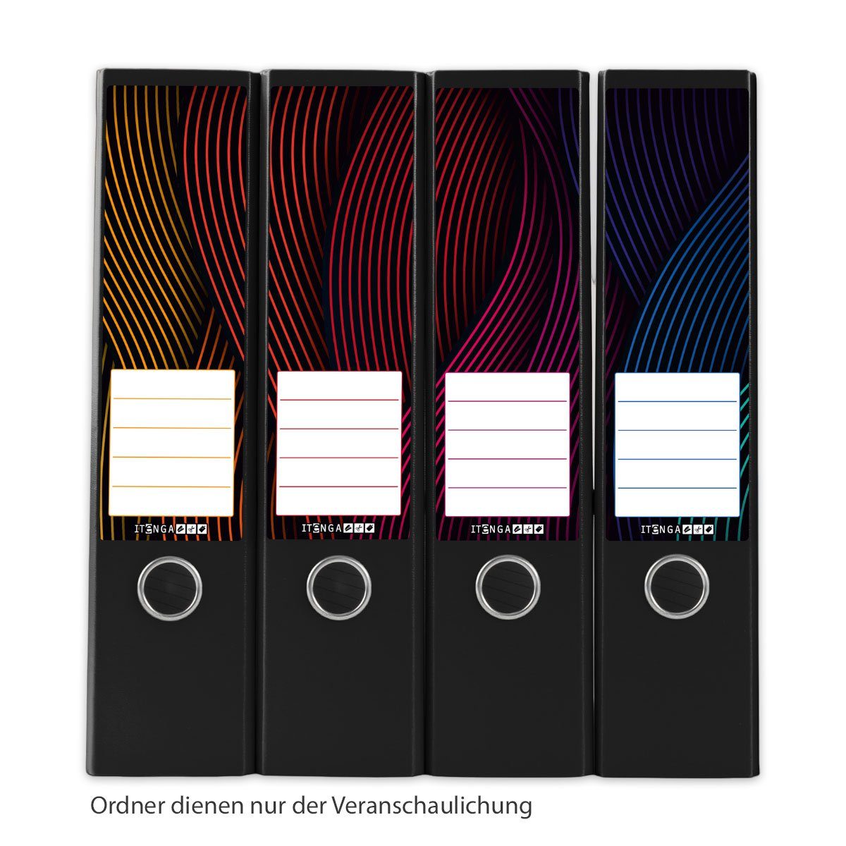 itenga Etiketten itenga 12er Set Ordneretiketten als Panorama Motiv Wellen - breit 6x19