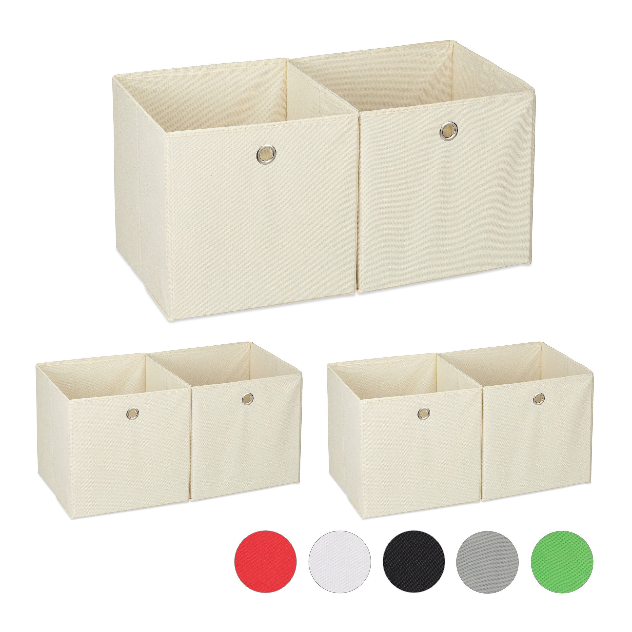 relaxdays Aufbewahrungsbox 6 x Aufbewahrungsbox Stoff beige