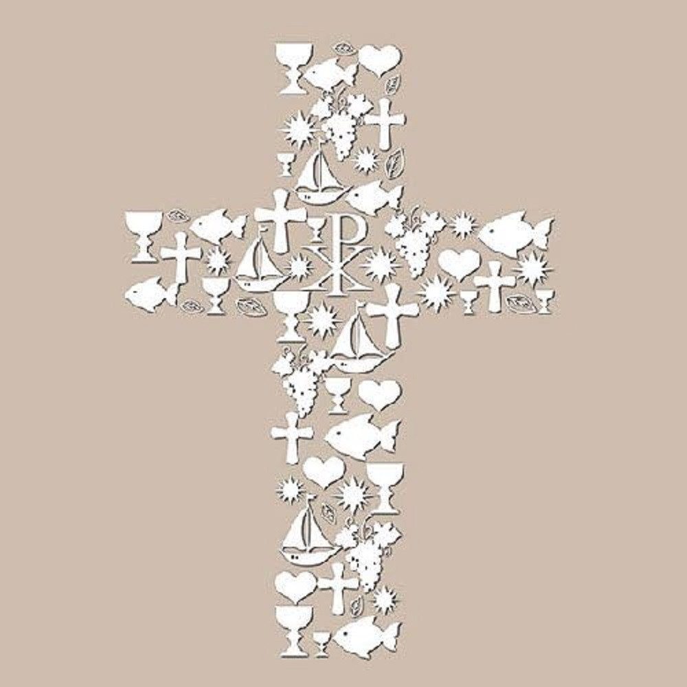 Ambiente Luxury Paper Products Papierserviette Sommer, Kommunion, Hochzeit, Taufe, Konfirmation, Party, Tischdeko, (20 St), Regenbogen / Taube / Fisch / Kreuz / Kerze / Schiff / PX -Tischdeko