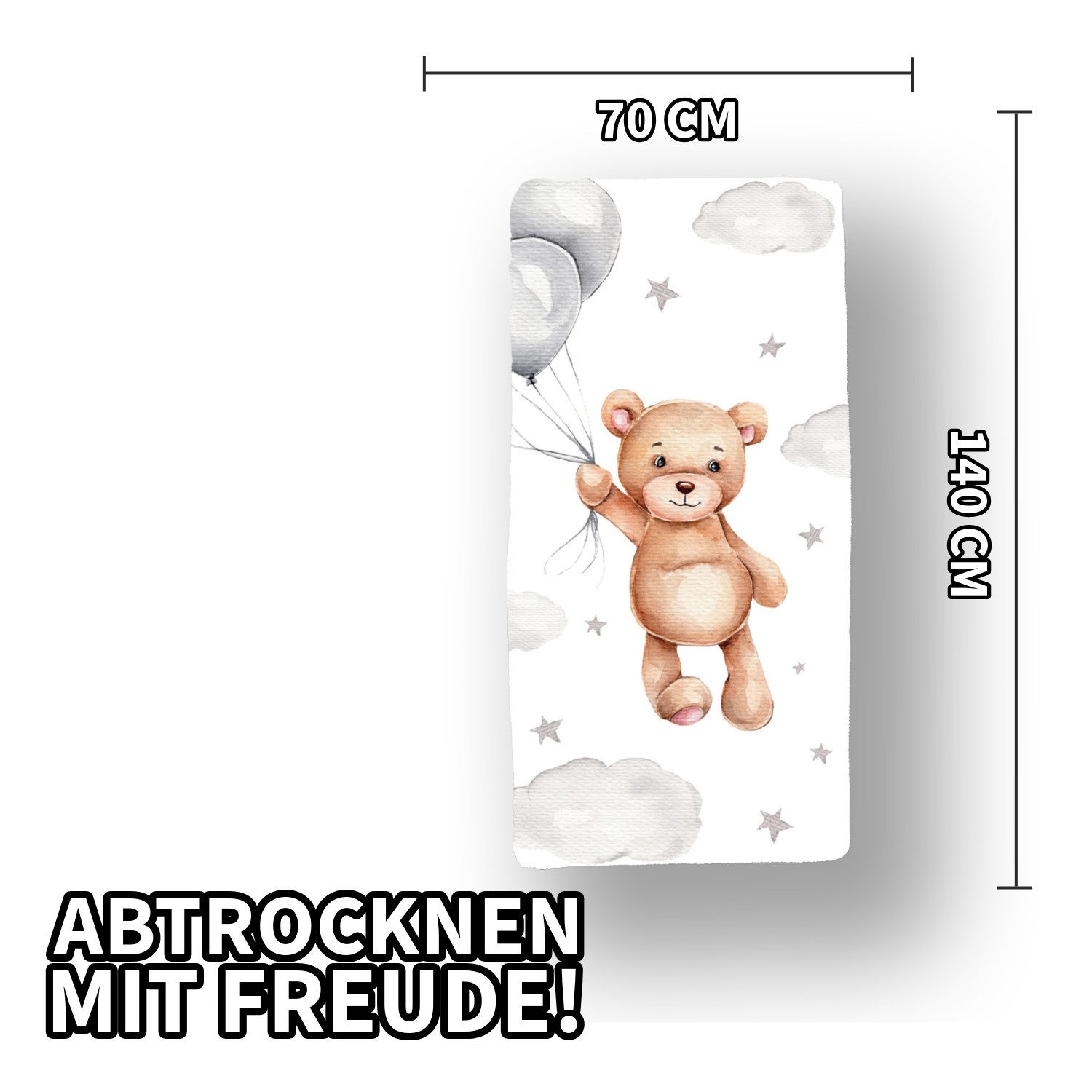 Jerry Fabrics Handtücher Duschtuch Strandtuch Badetuch Teddy mit Ballon 70 x 140 cm, (1 Duschtuch, 1-St), Langlebig – Bild 2 von 5