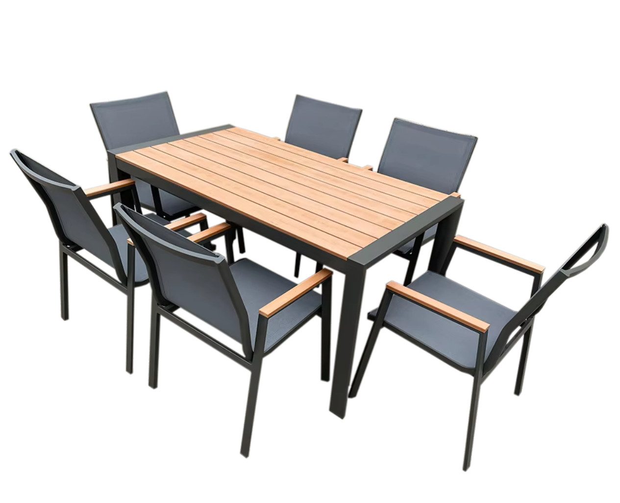 TEICO GROUP Sitzgruppe Terassenmöbel Alu/WPC 7-tlg. Gartengarnitur Gartenset, (7-tlg)