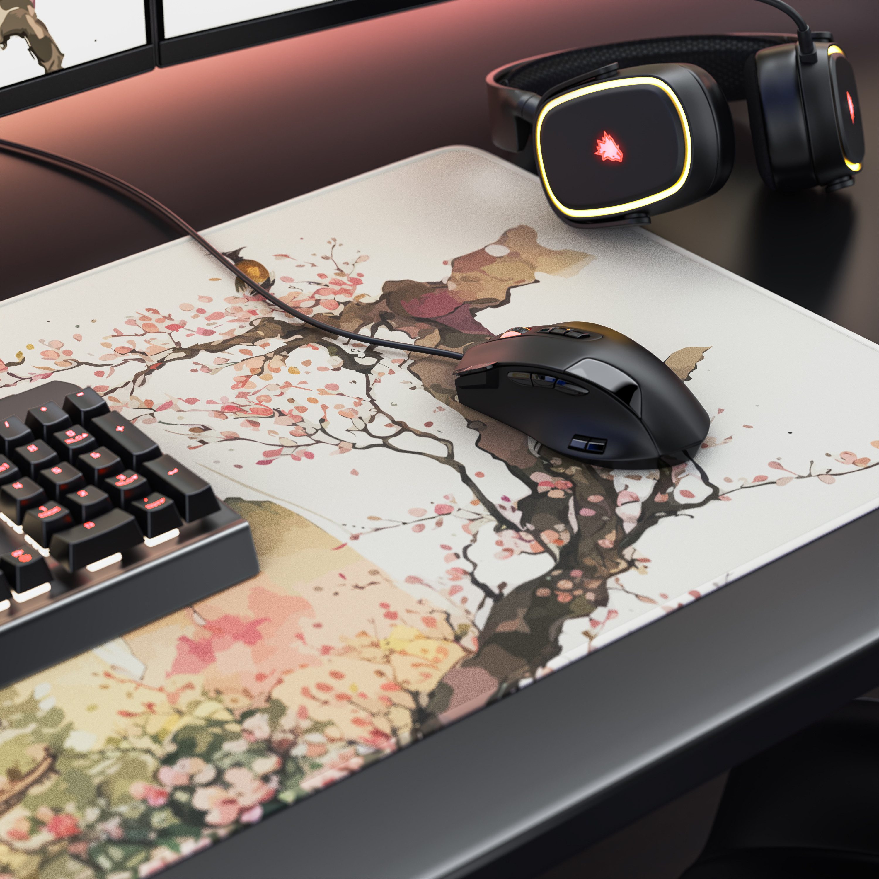 Titanwolf Gaming Mauspad XXL Speed Mousepad 900 x 400 x 3 mm, Schreibtischauflage, abwaschbar (1-St), rutschfest, Geschwindigkeit & Präzision, Japan Ink Paintin – Bild 4 von 5