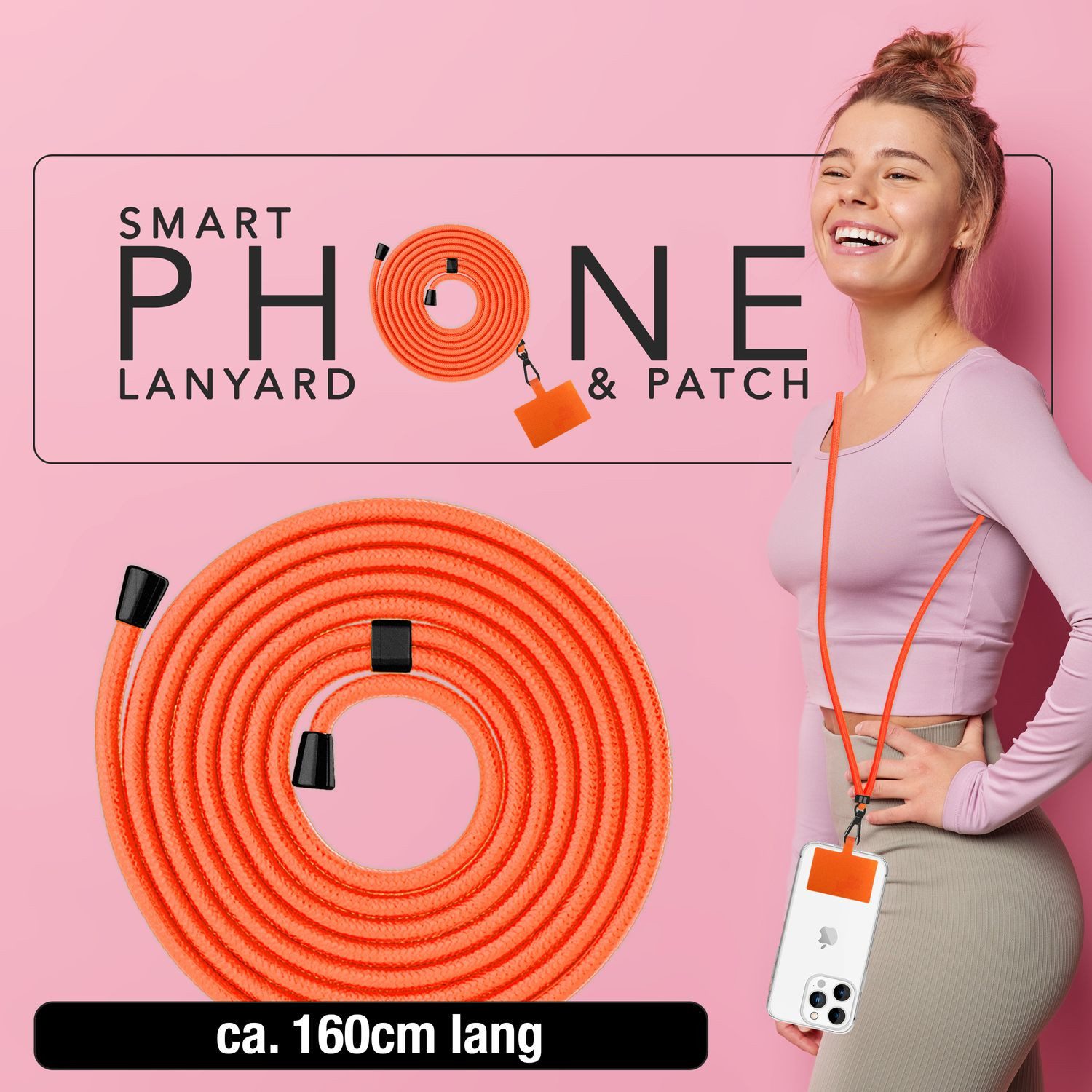 Nalia Handykette Universal Smartphone, Fashion Lanyard 160cm Verstellbar / Band für Handyhülle zum Umhängen
