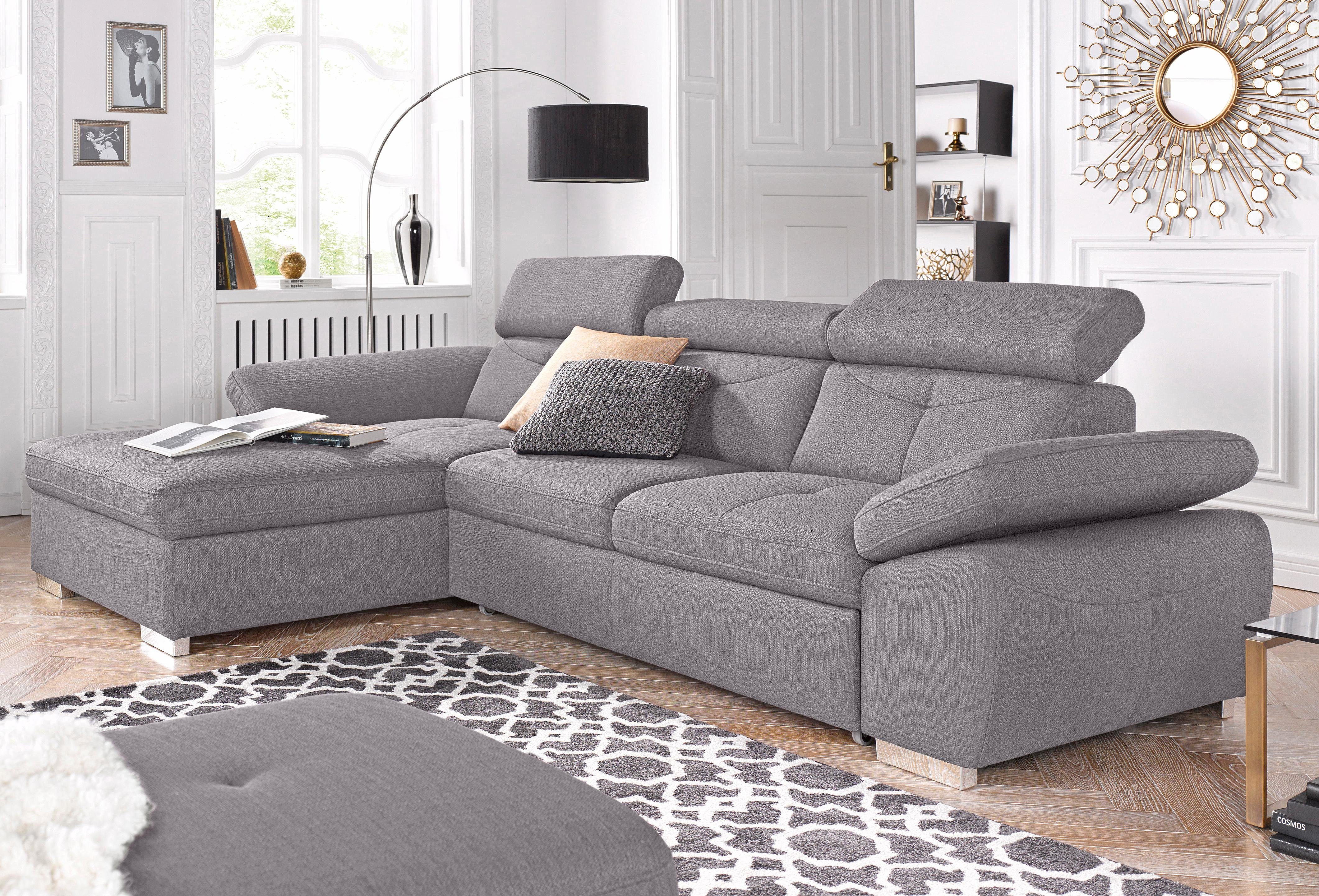exxpo - sofa fashion Ecksofa Spring, super bequem, mit Armteil- und Kopfteilfunktion, L-Form, wahlweise mit Bettfunktion und Bettkasten