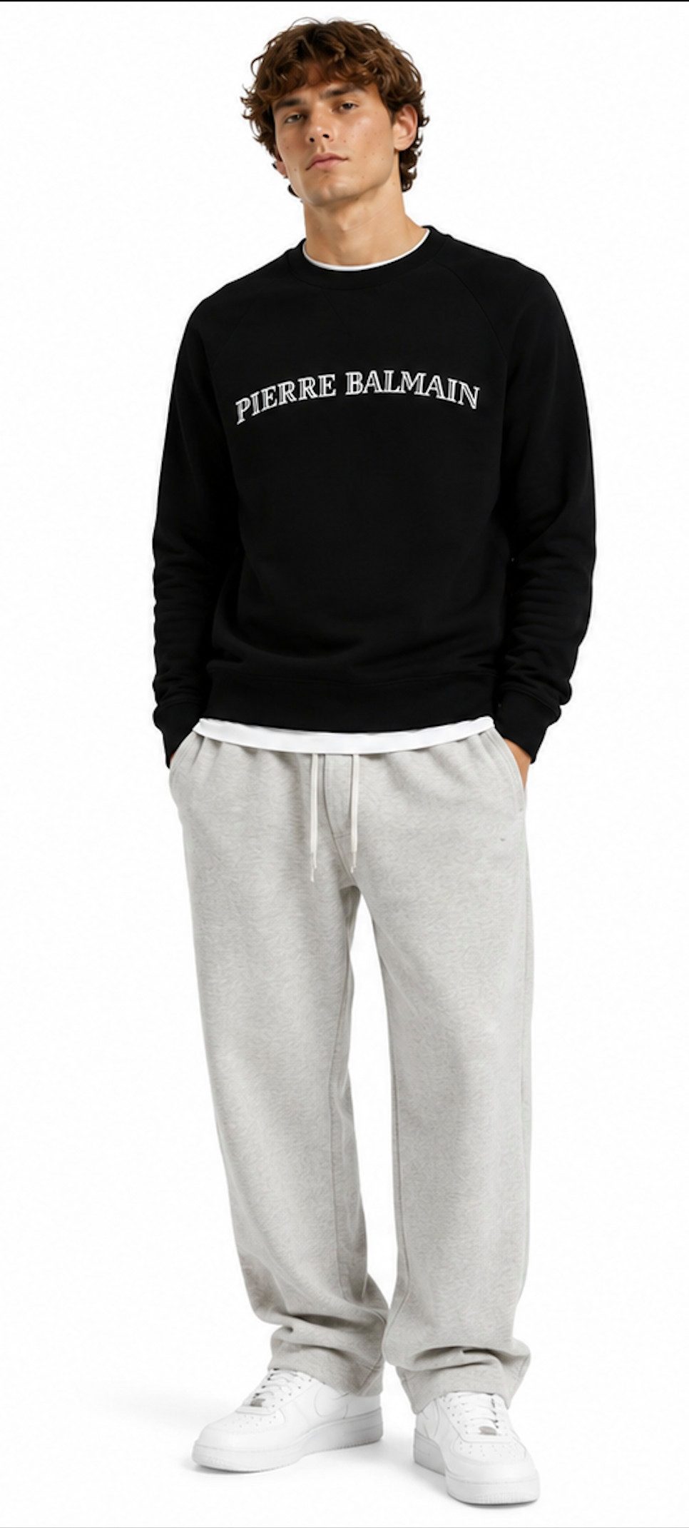 Balmain Paris Sweatshirt Pierre Balmain Pullover Sweater Relaxed Comfort Fit Gerippten Kragen mit elastischen Bündchen