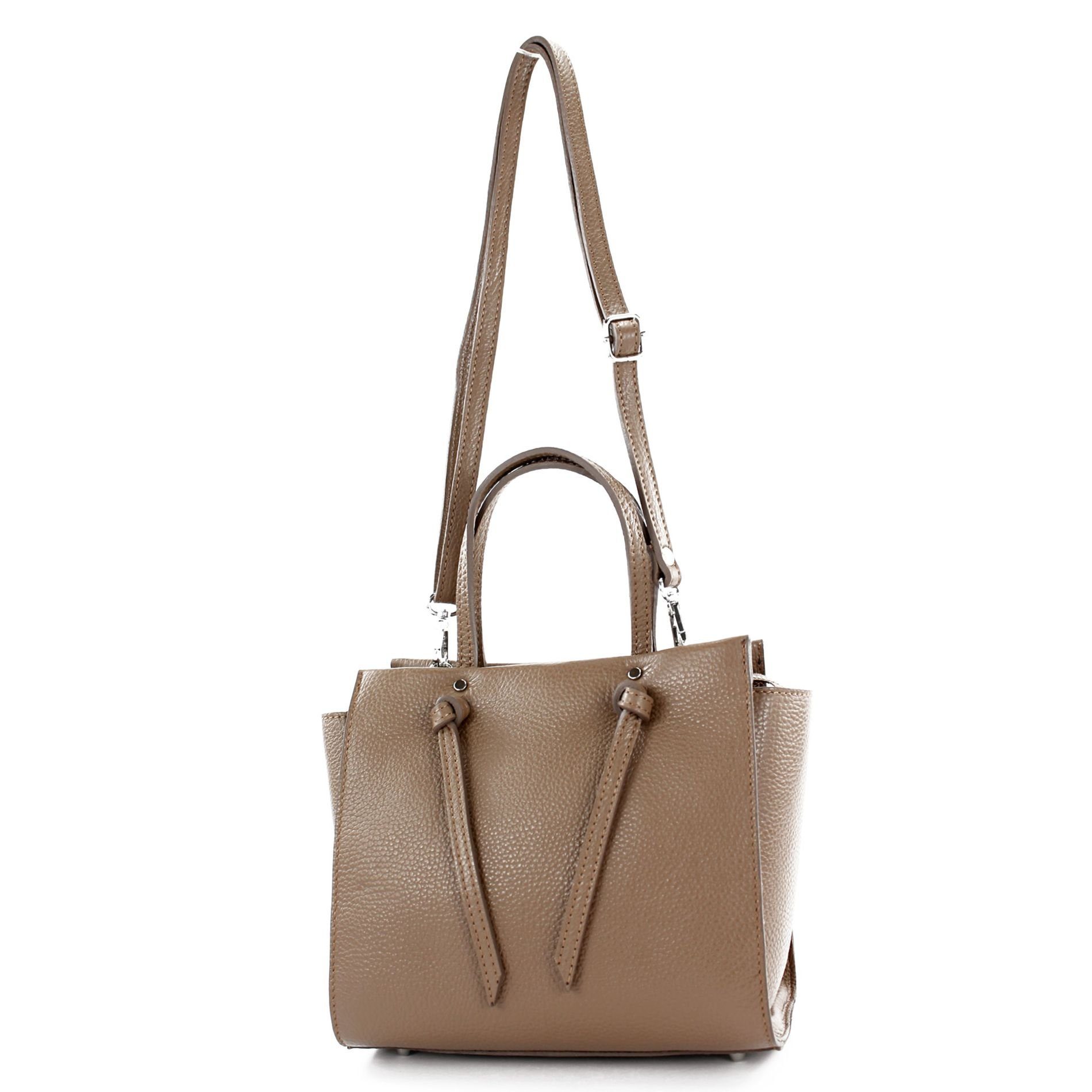 Italy Handmade de Schultertasche Echtleder in Taupe T219, modamoda