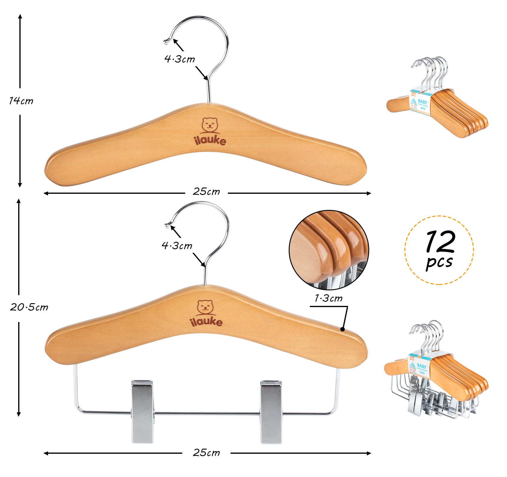 ElitVita Kleiderbügel 12tlg Holz Kinderkleiderbügel Baby günstig online kaufen