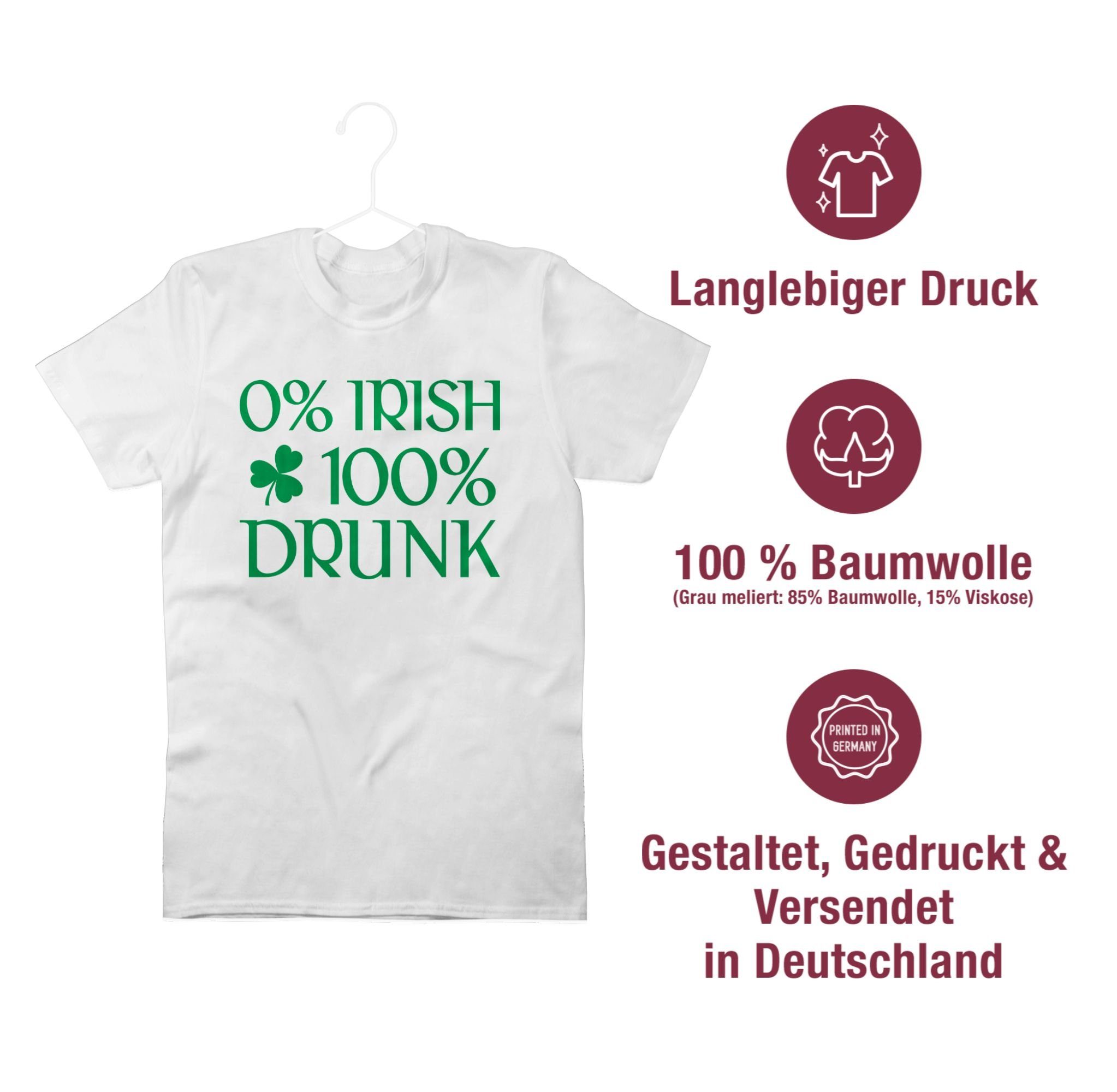 0% Day T-Shirt Shirtracer 100% Weiß St. Irish Drunk Patricks 3 Patricks St Day