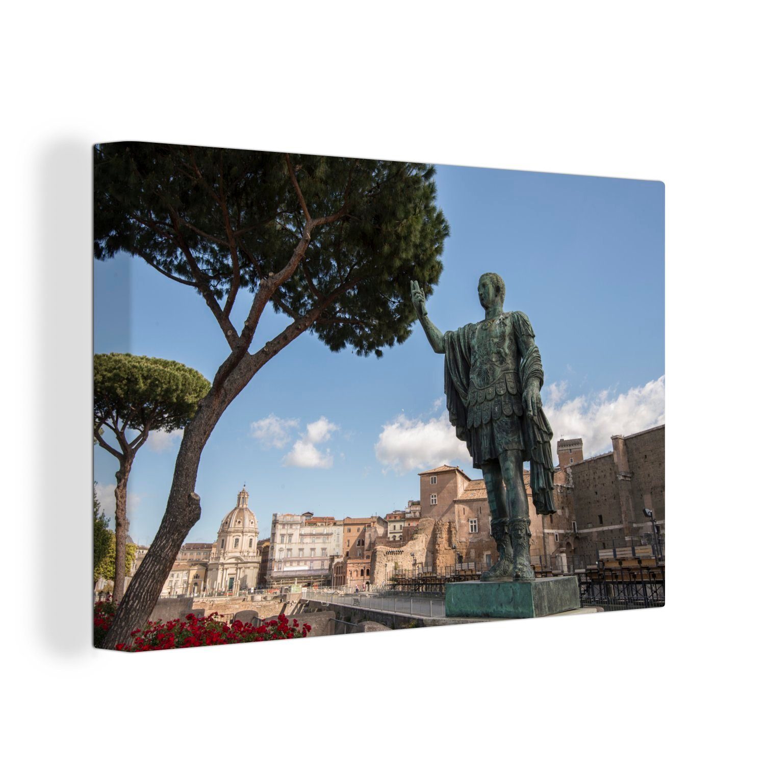 OneMillionCanvasses® Leinwandbild Eine Statue von Julius Cäsar, (1 St), Wandbild Leinwandbilder, Aufhängefertig, Wanddeko, 30x20 cm