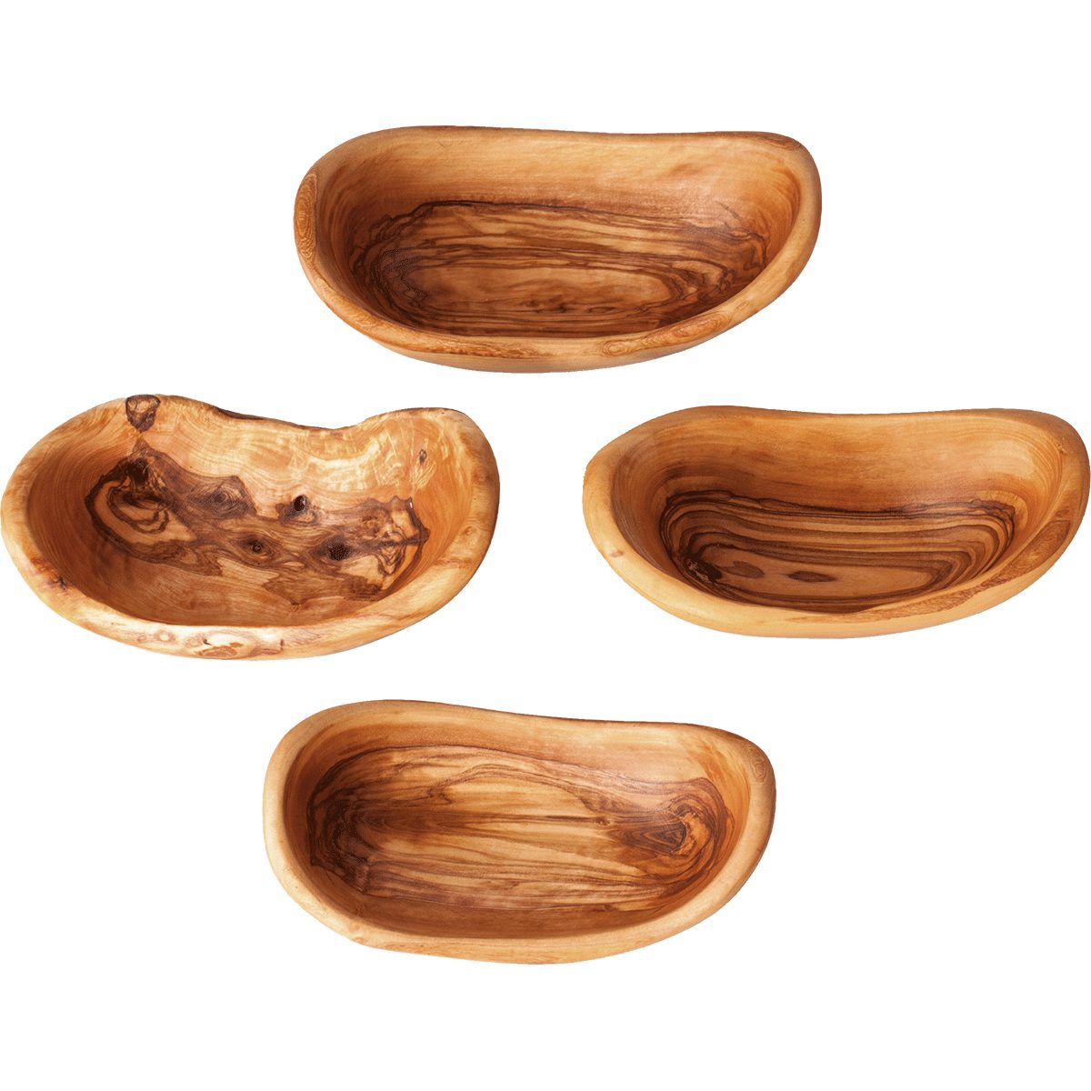 Schale Schalen aus Olivenholz, 4er-Set.