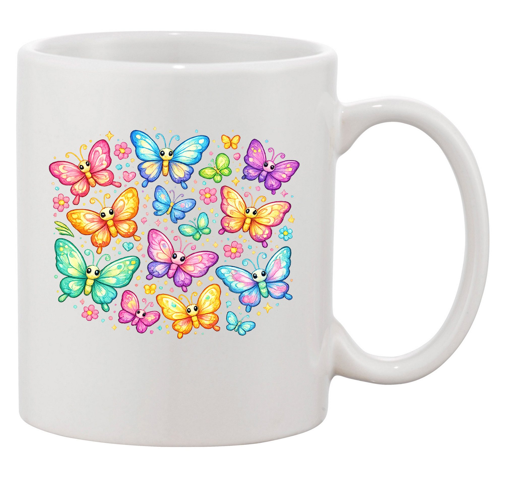 Blondie & Brownie Tasse Colorful Butterflies Tasse Print Schmetterlinge Keramik Becher, 1-tlg., Keramik, Colorful Butter flies Tasse Fantasie