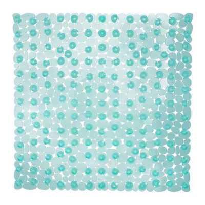 Duschmatte Duschmatte Steinoptik quadratisch relaxdays, Höhe 5 mm, Kunststoff, Blau