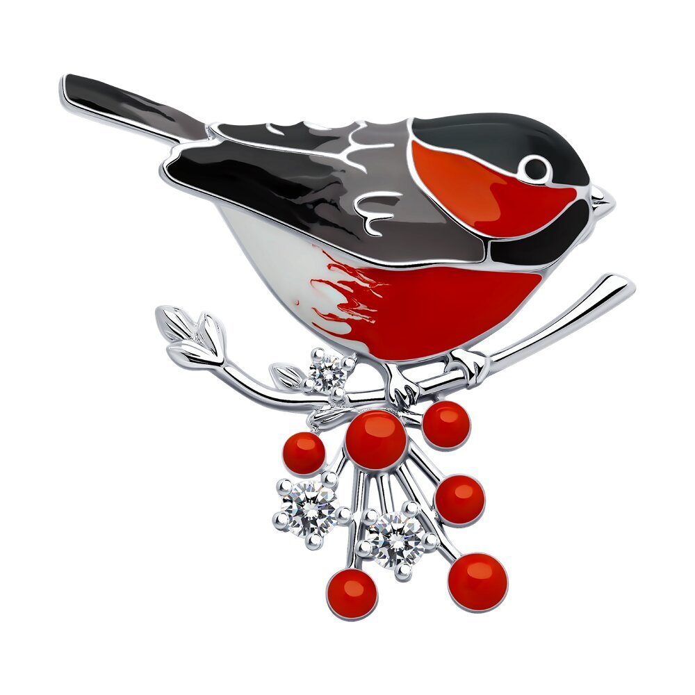 Secretforyou Brosche Brosche Anstecknadel Gimpel Silber mit Emaille Echtsch günstig online kaufen