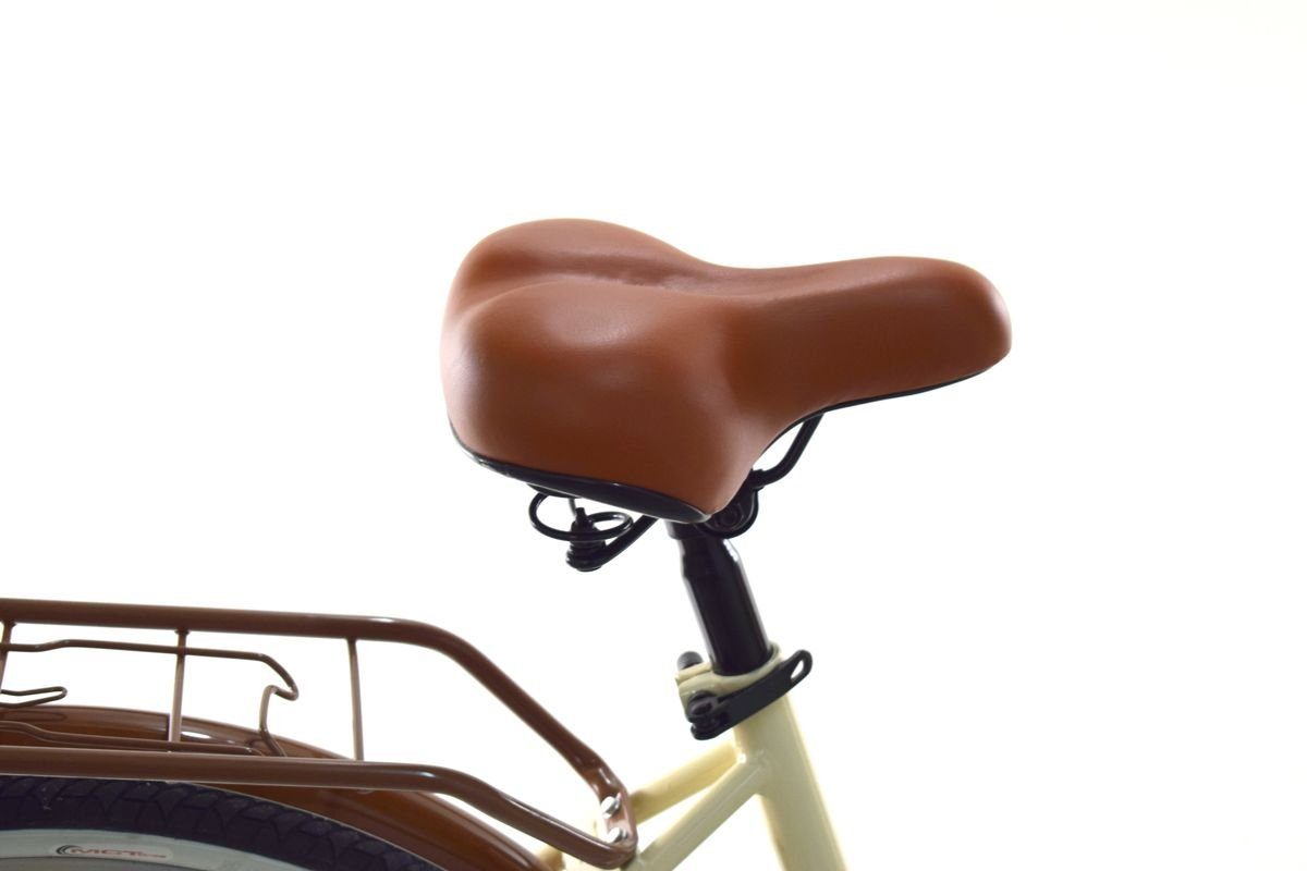 T&Y Trade City Bike 28 inch Women's Girls' City Bicycle Bike Road Traffic Regulations Reflective Beige 1 Speed, 1 Gear, Coaster Brake, Luggage Rack, Lights, Kickstand, Basket