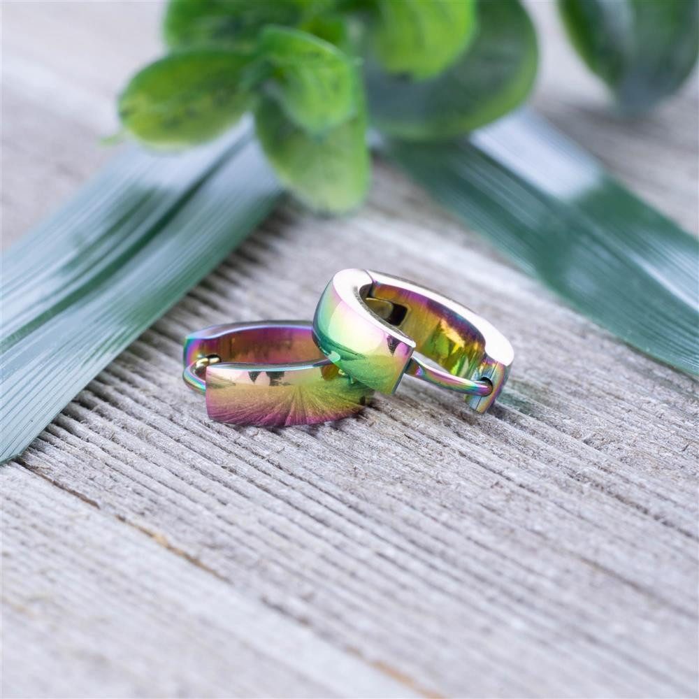 BUNGSA Creolen-Set Regenbogen - Creolen 4mm aus Edelstahl Unisex (1 Paar (2 Stück), 2-tlg), Ohrschmuck Ohrringe