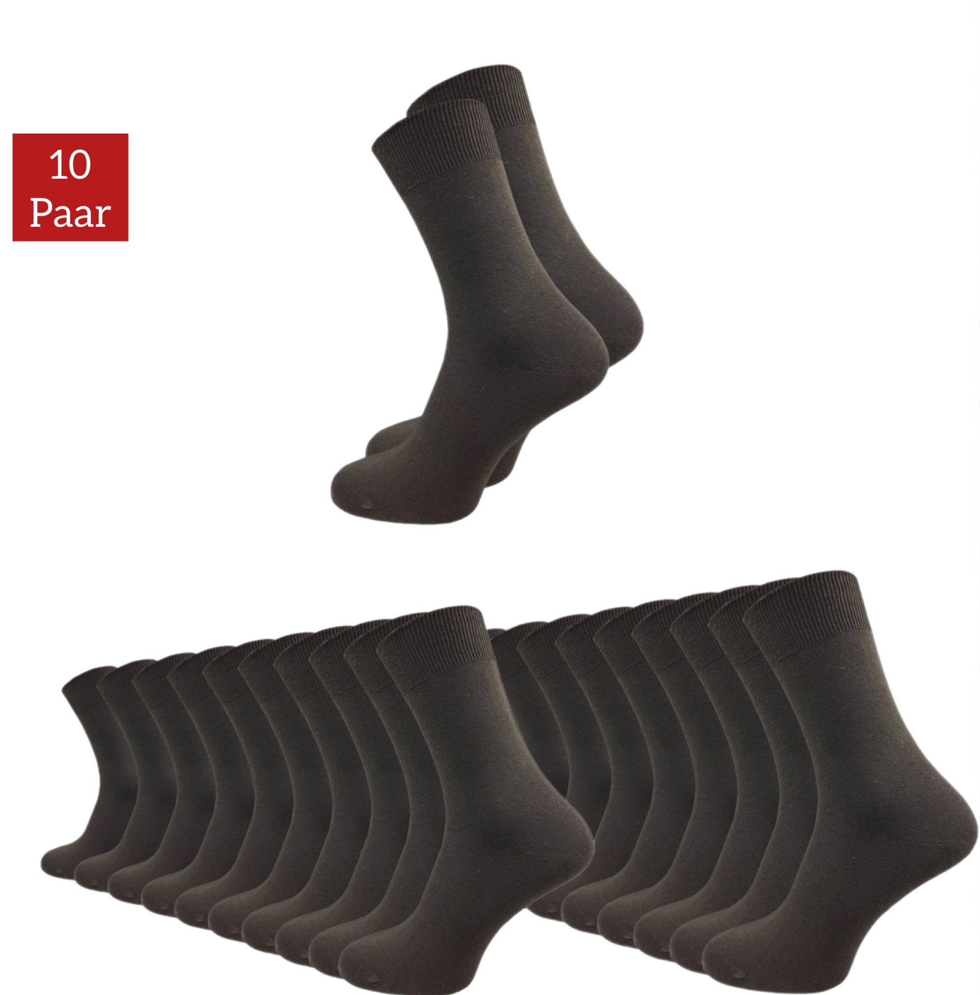 NERS Socken 10 Paar für Damen & Herren aus %100 Baumwolle - ohne Naht - ohne Gummi (10-Paar, 10 Paar) für Business und Freizeit. Socken mit venenfreundlichem Komfortbund