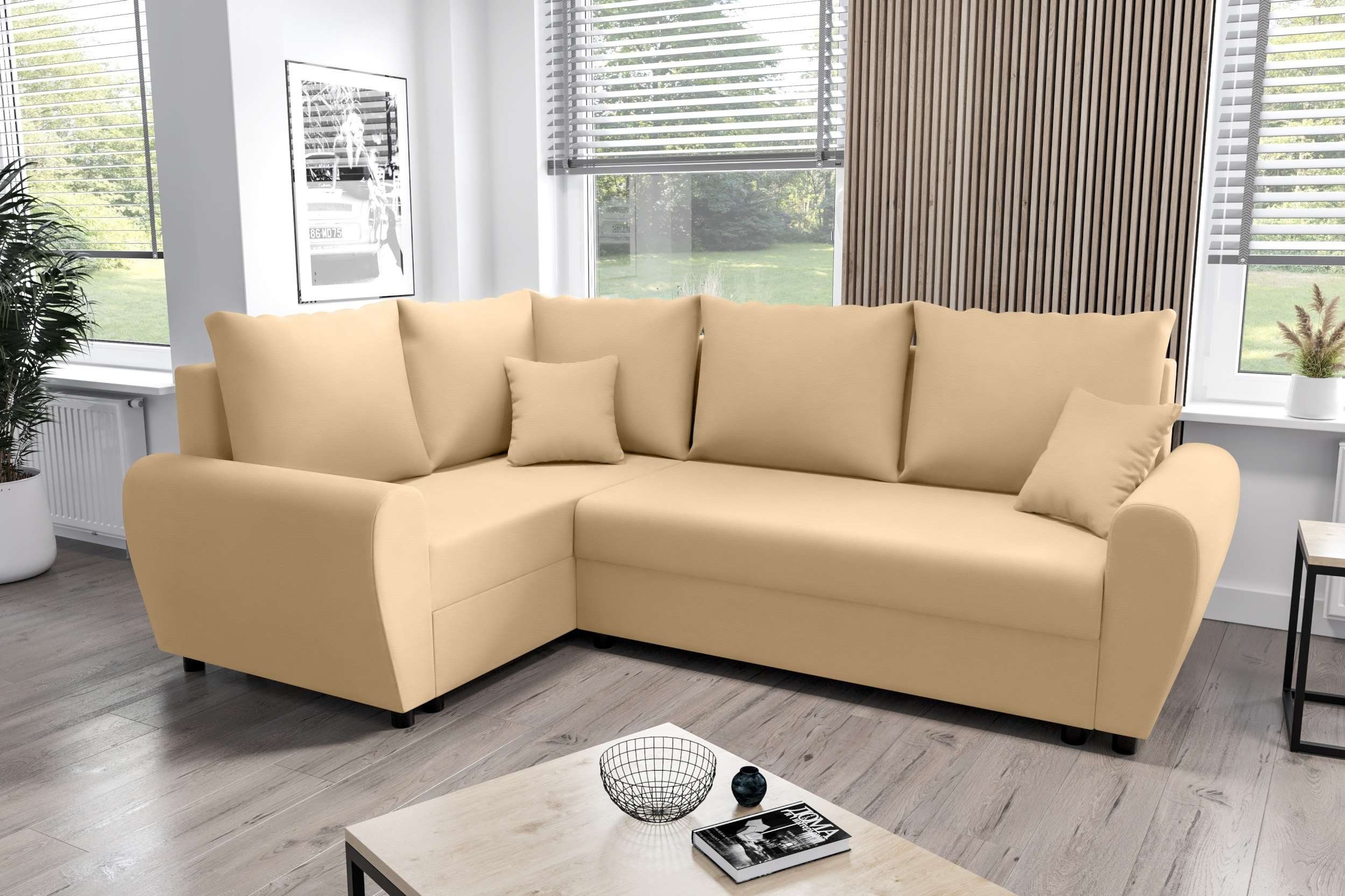 L-Form, Bettfunktion, Design Eckcouch, Sofa, Ecksofa Sitzkomfort, Bettkasten, mit mit Stylefy Valence, Modern