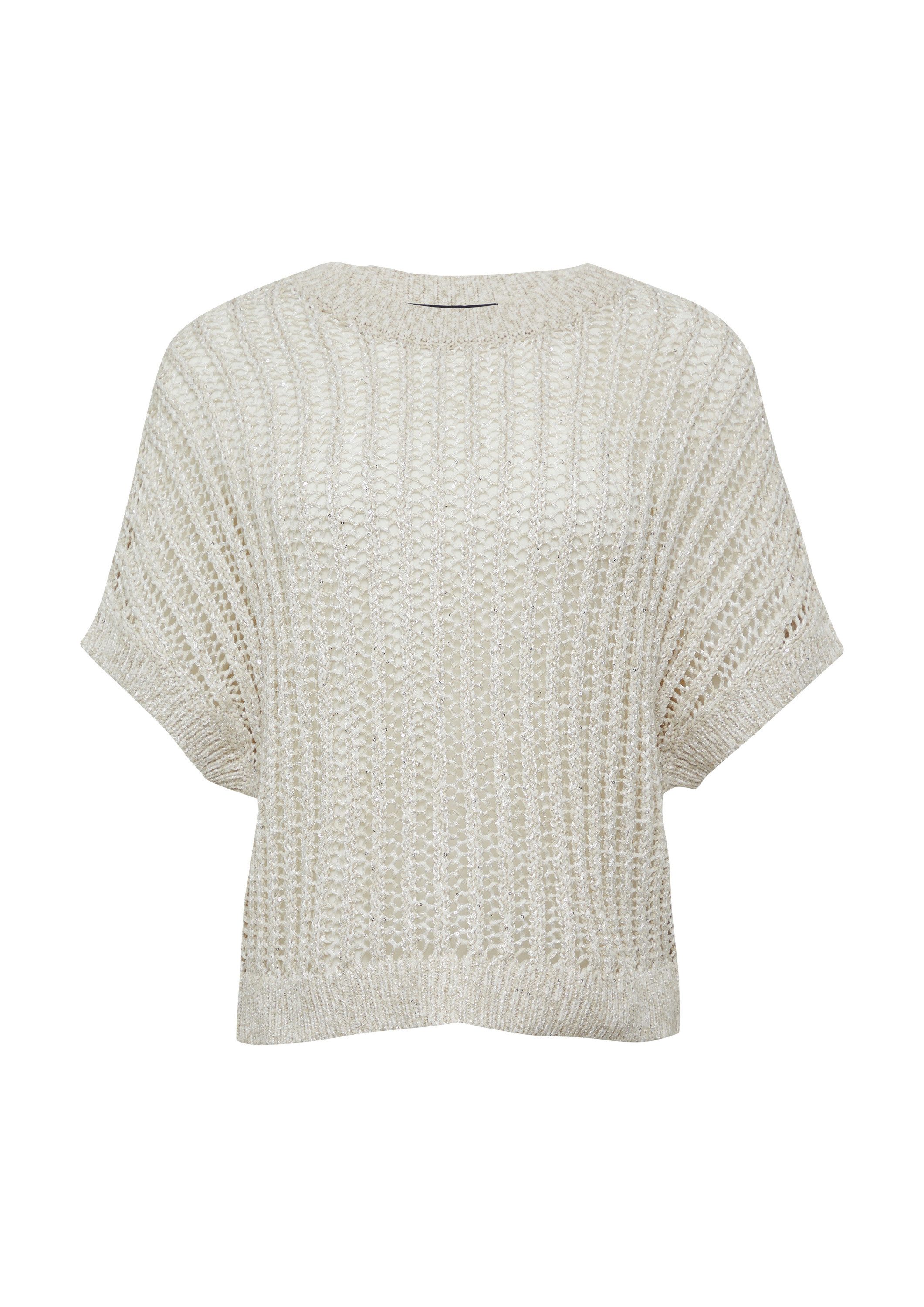 comma Kurzarmpullover Strickpullover Loose-Fit-Strickpullover mit Paillette günstig online kaufen