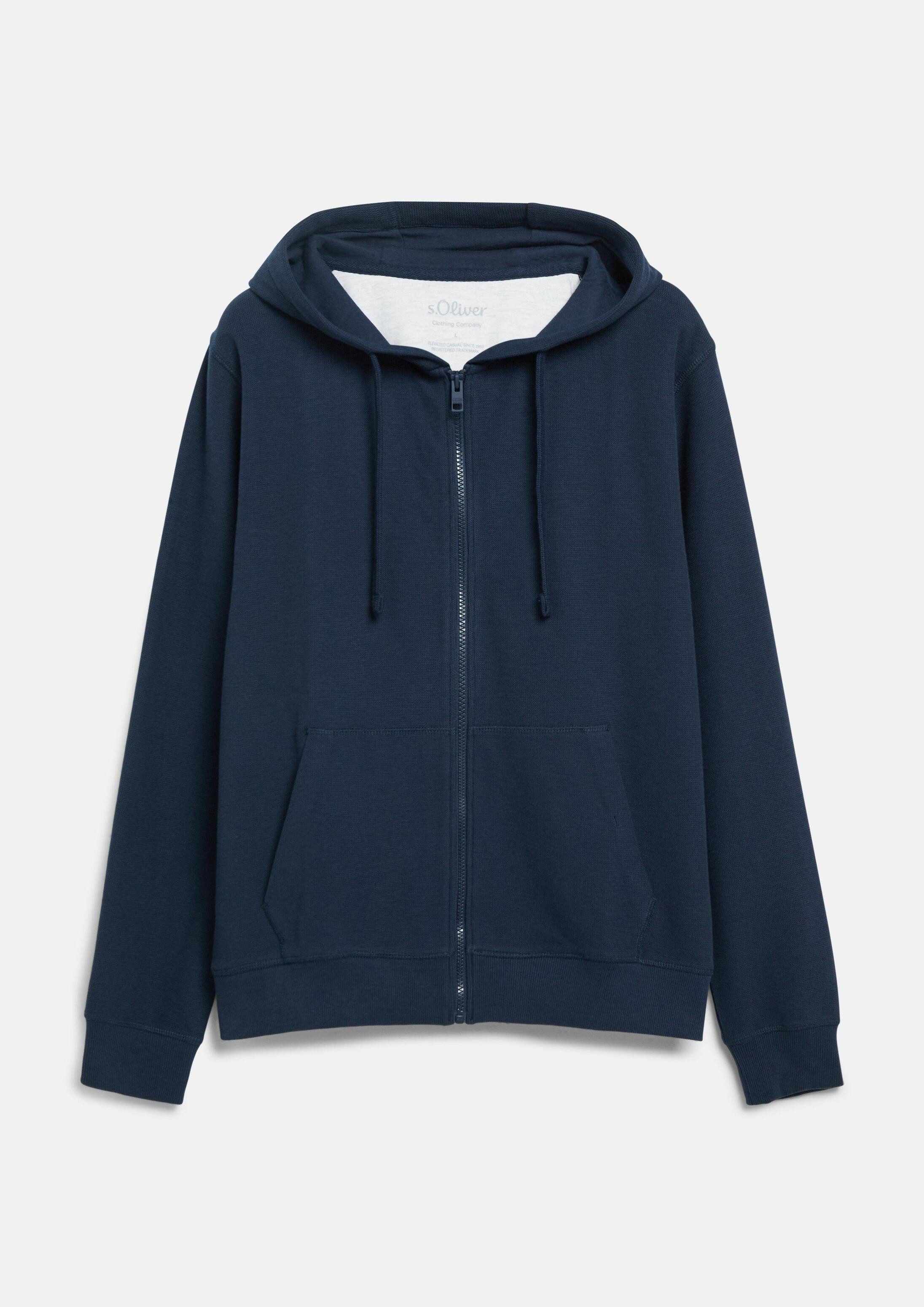 s.Oliver Sweatjacke Sweatshirt Jacke Kapuzensweatjacke in Waffelpiqué