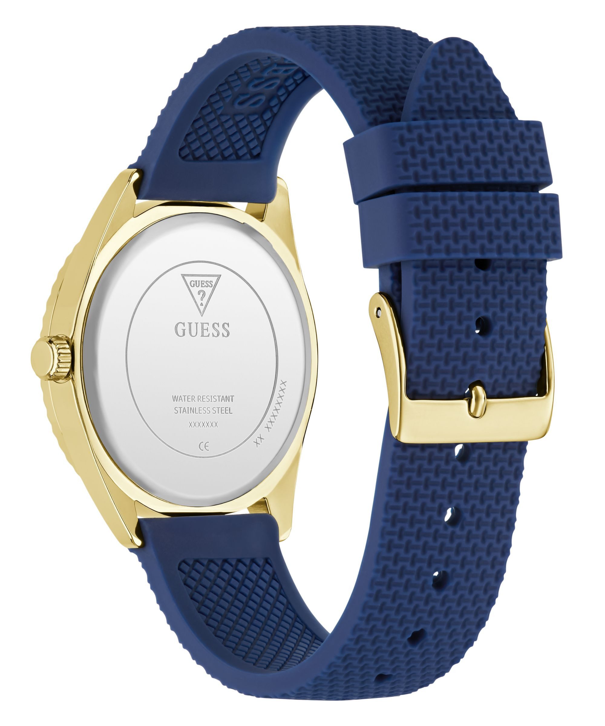 Guess Quarzuhr CREW GW1044L2, Armbanduhr, Damenuhr, Silikonarmband, analog