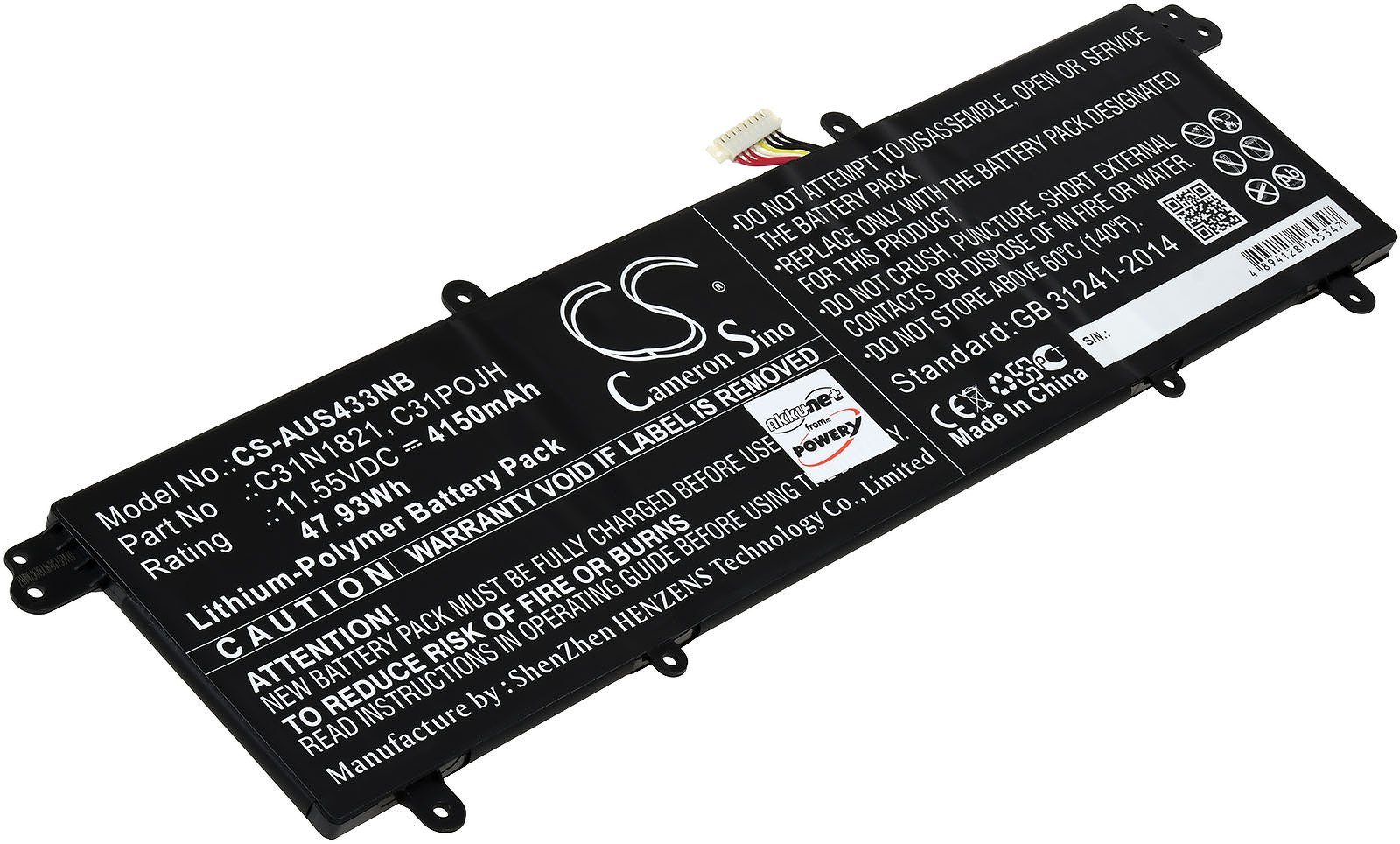 Powery Akku für Asus VivoBook S513EA-BQ606T Laptop-Akku 4150 mAh (11.55 V)